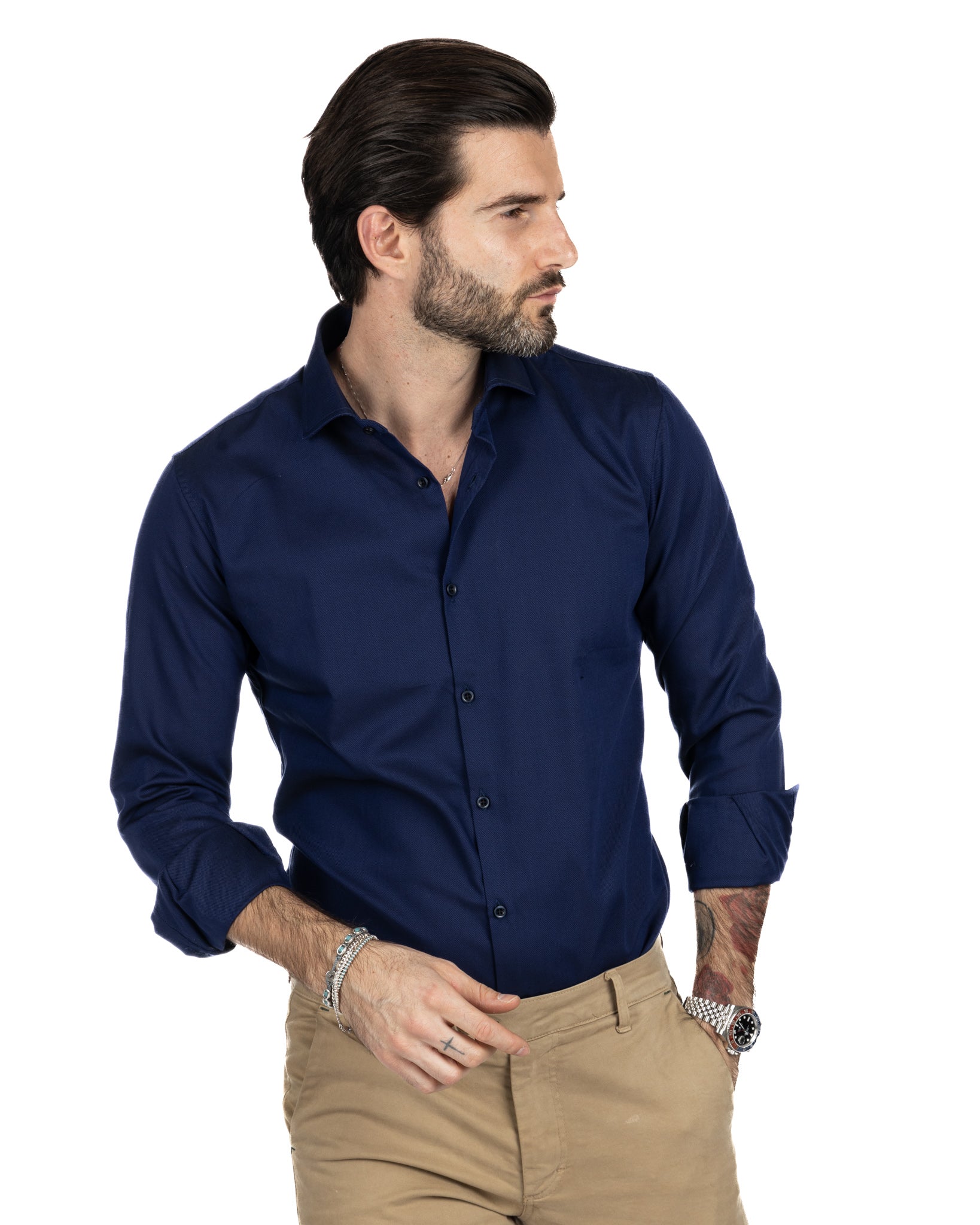 Camicia - slim fit blu oxford