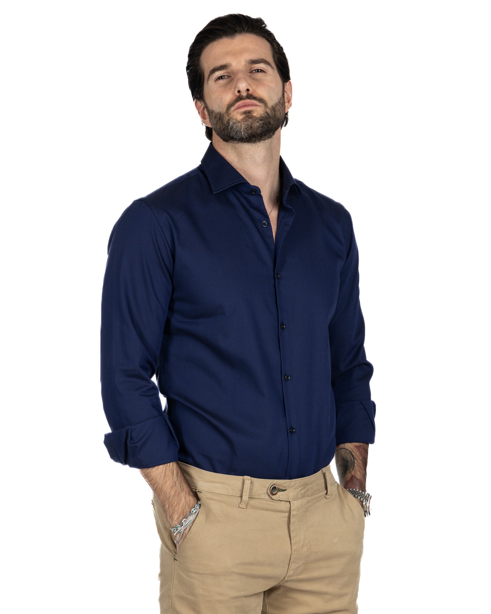 Camicia - slim fit blu oxford
