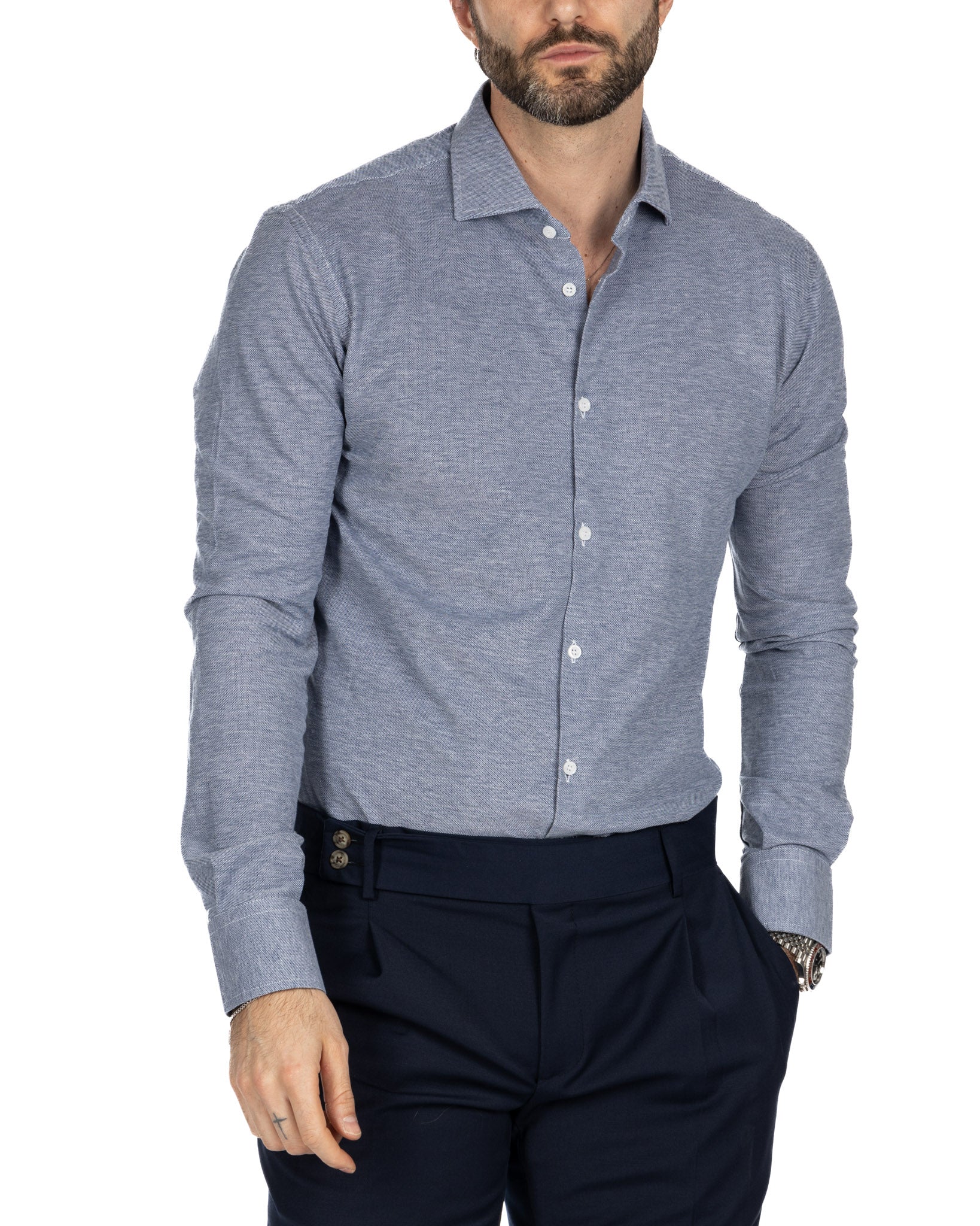 Shirt - slim fit denim jersey