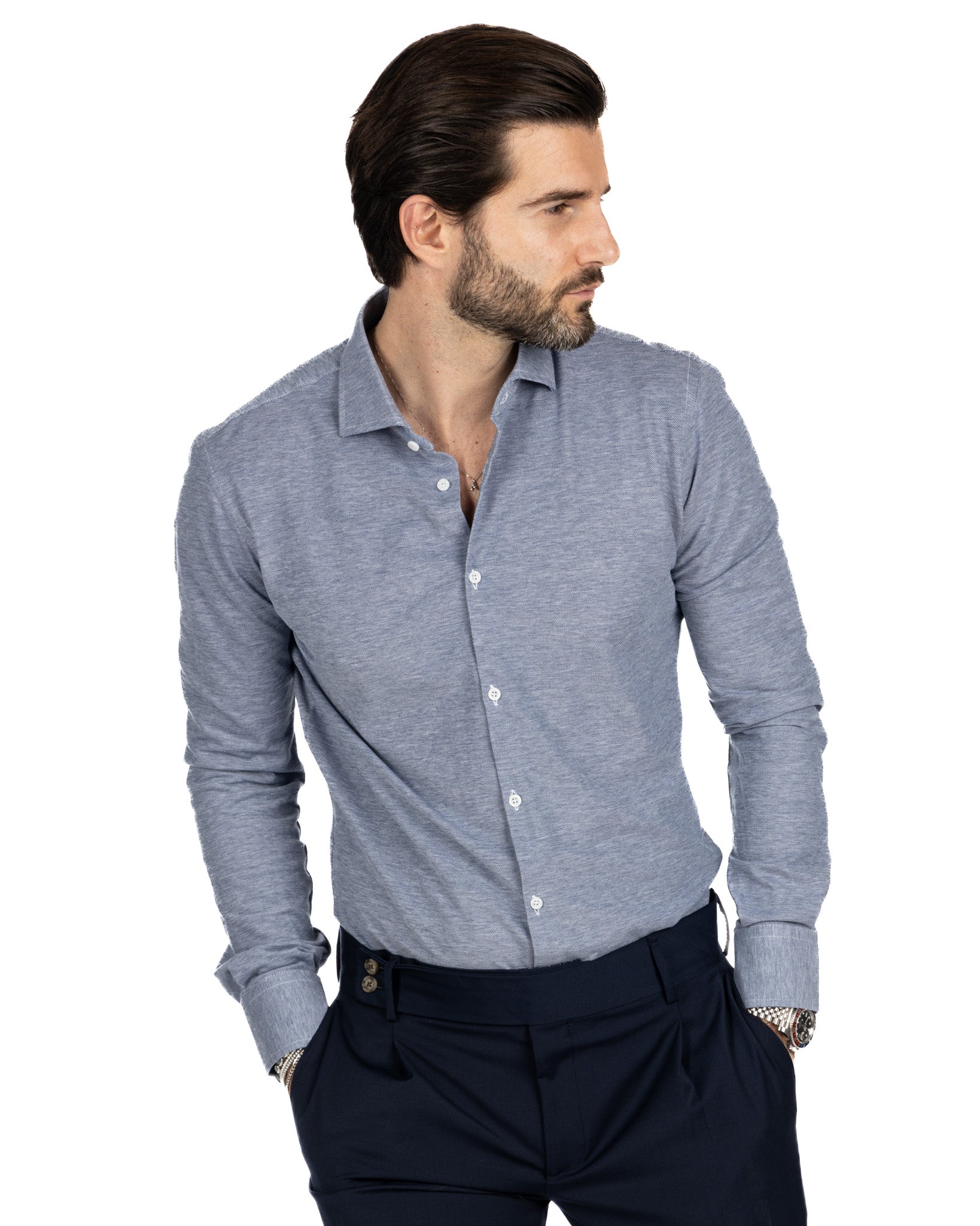 Shirt - slim fit denim jersey