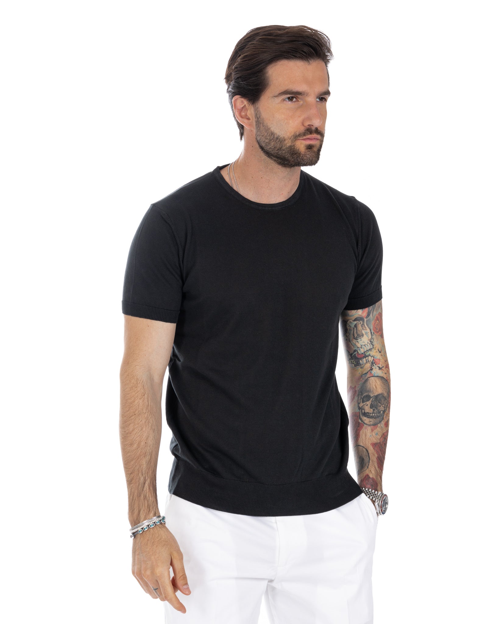 Jannik - t-shirt in maglia nera