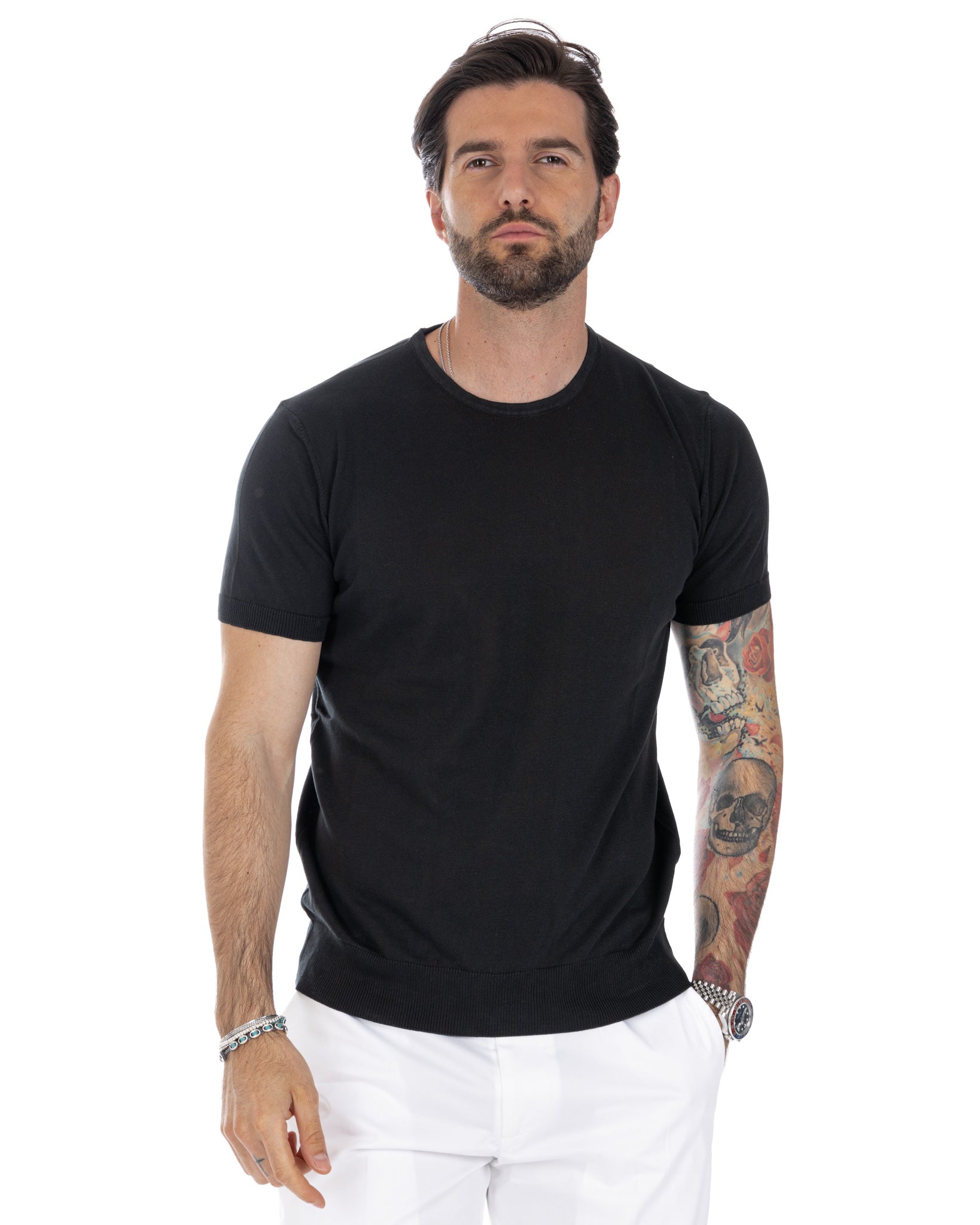 Jannik - t-shirt in maglia nera