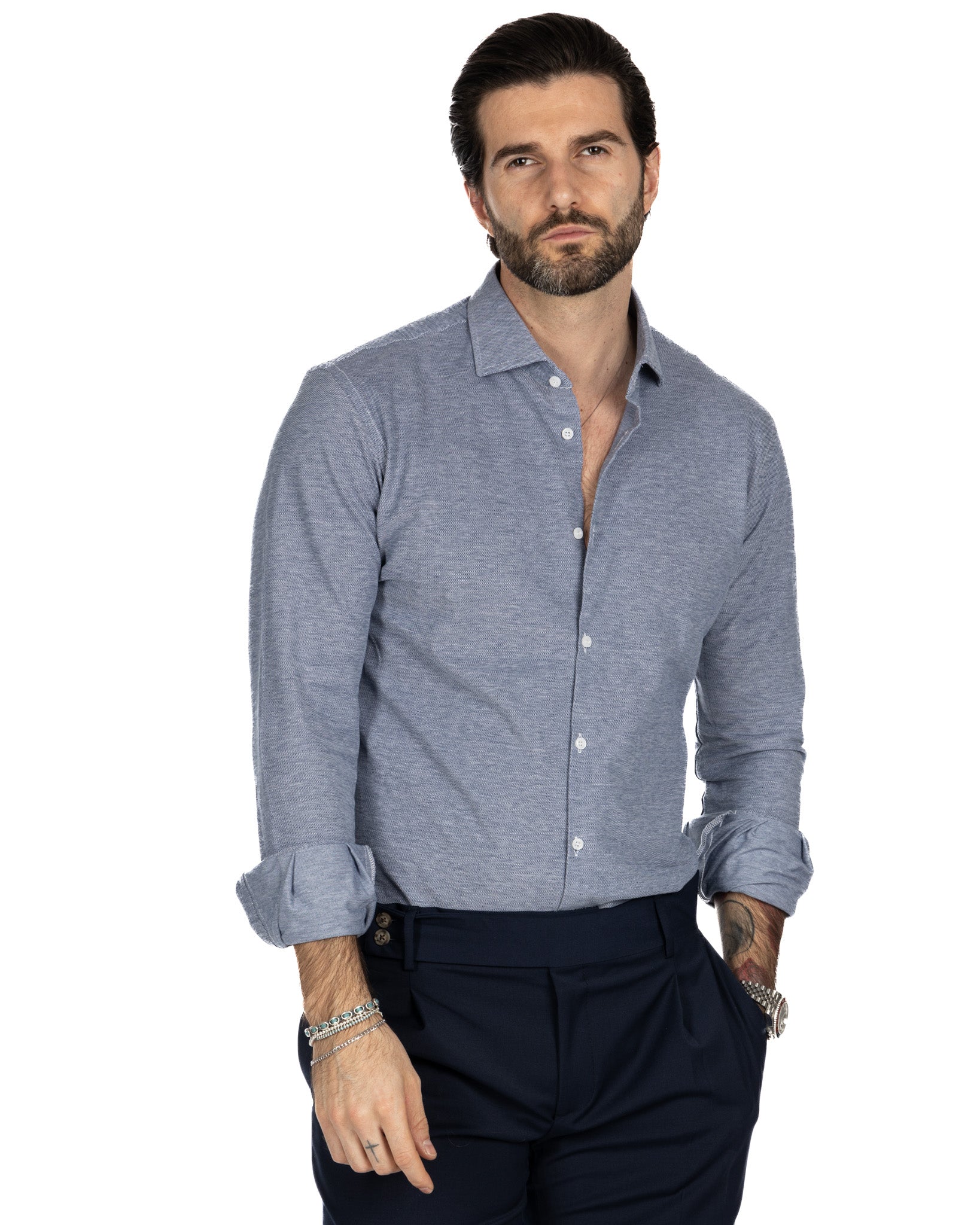 Camicia - slim fit denim in jersey