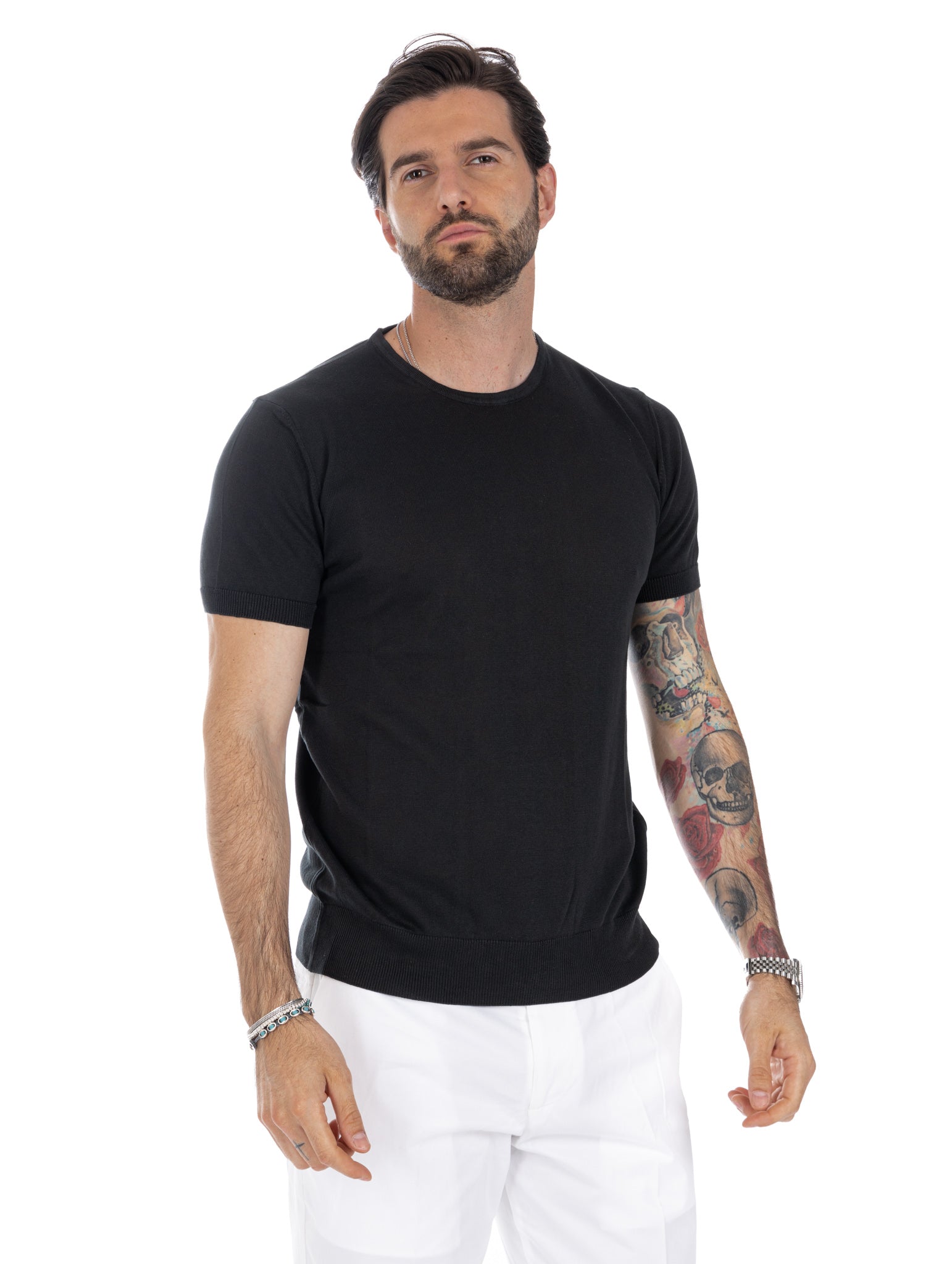 Jannik - t-shirt in maglia nera