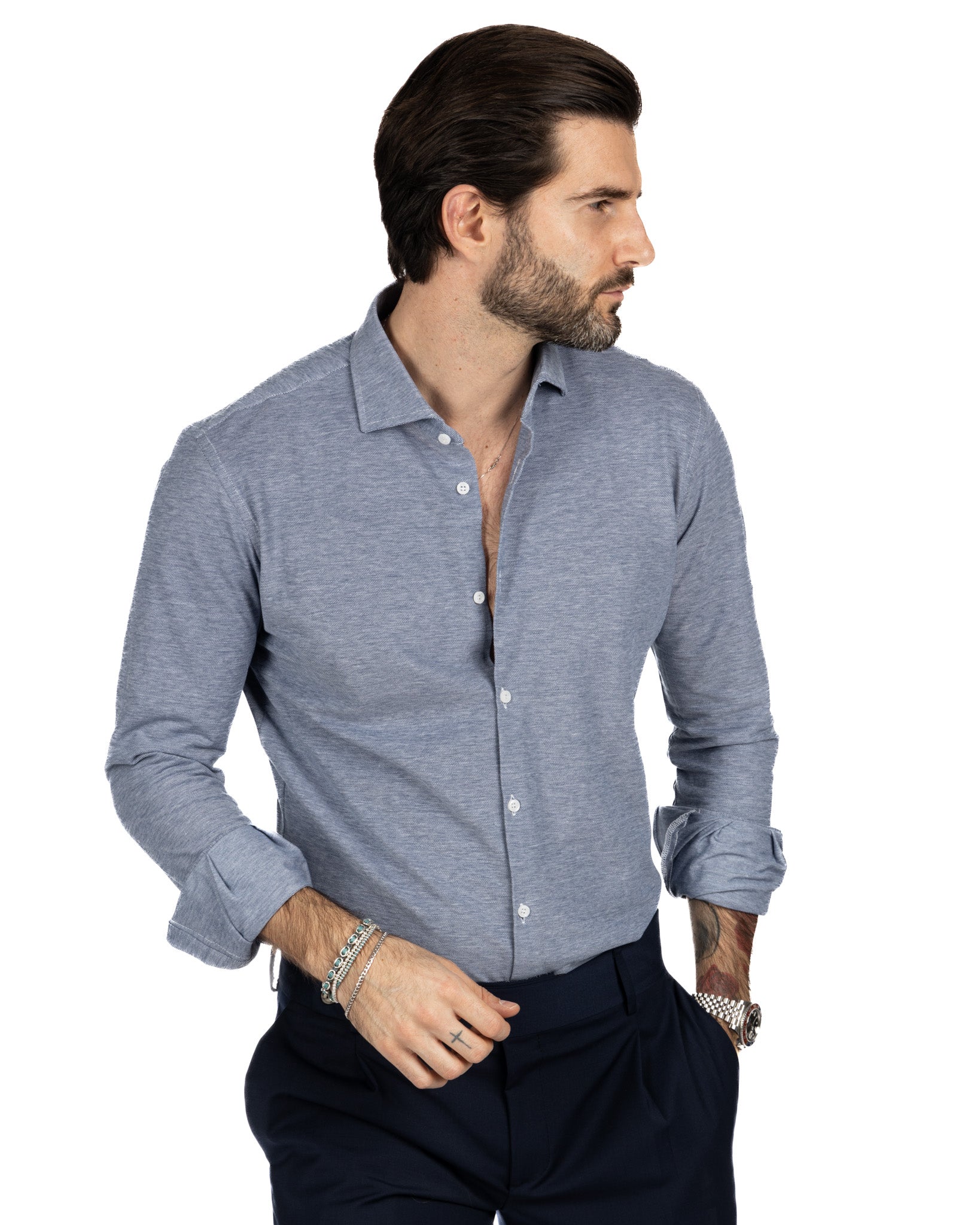 Camicia - slim fit denim in jersey