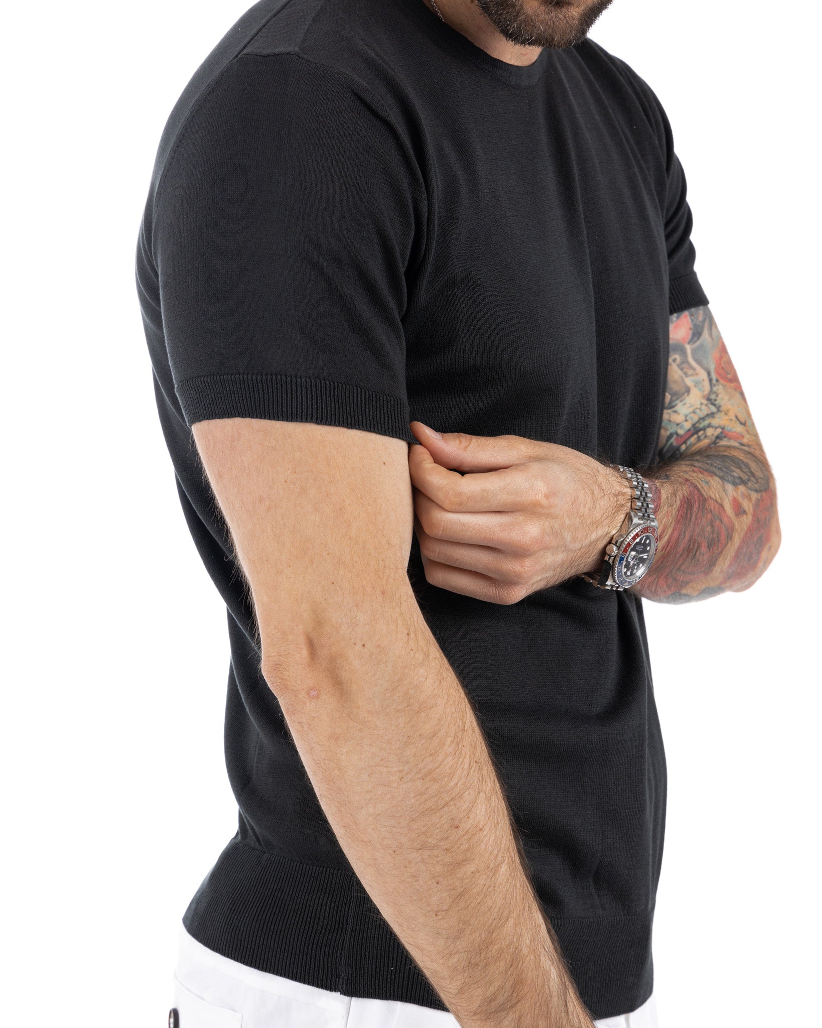 Jannik - t-shirt in maglia nera