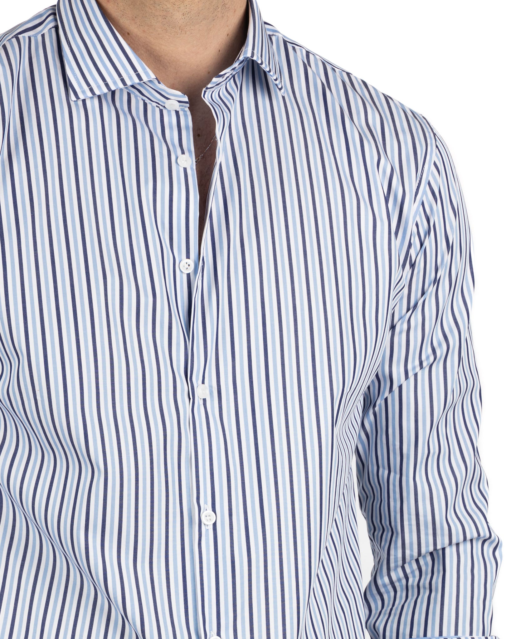 Camicia - slim fit righe azzurre e blu