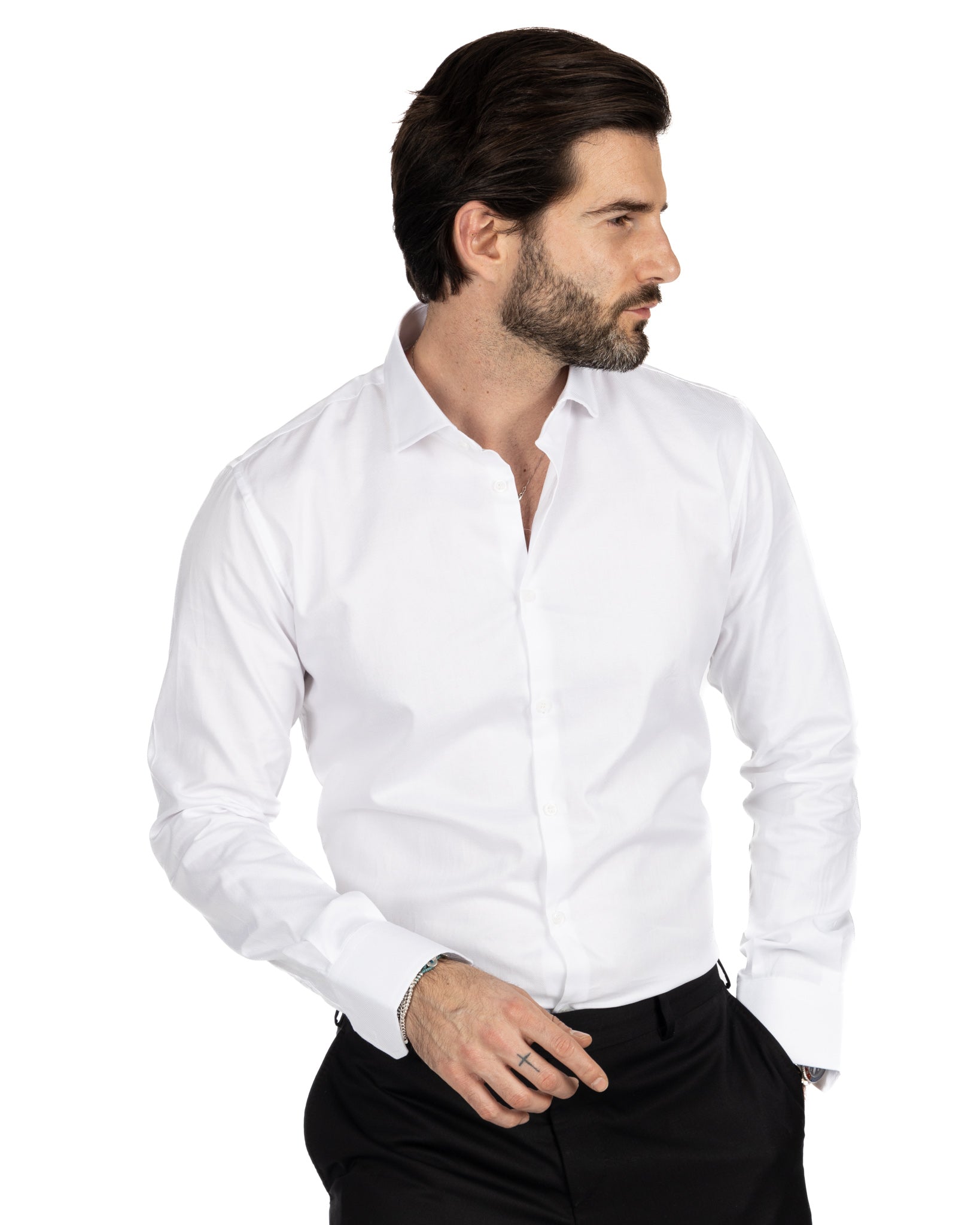 Camicia - slim fit bianca oxford