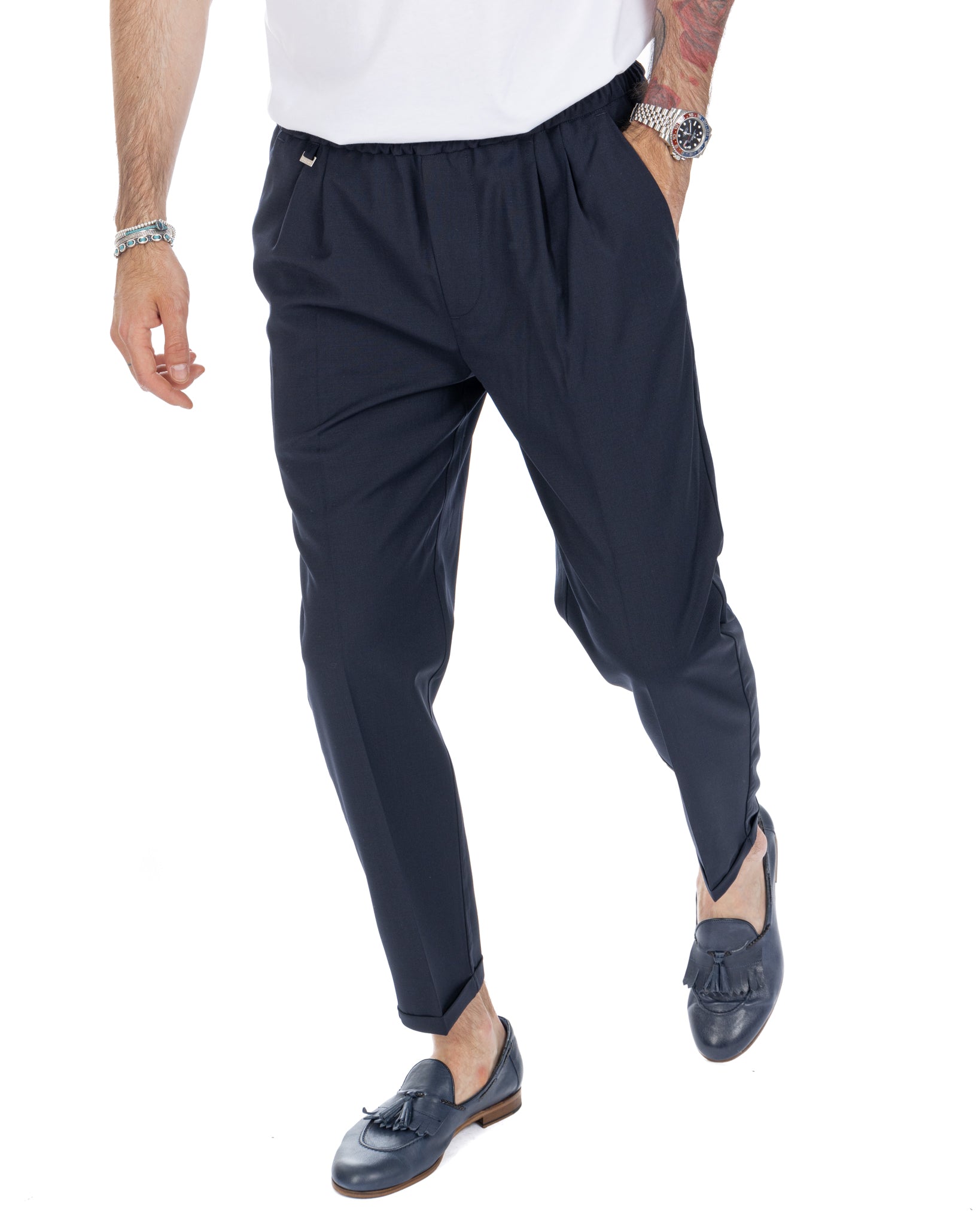 Larry - blue wool blend trousers