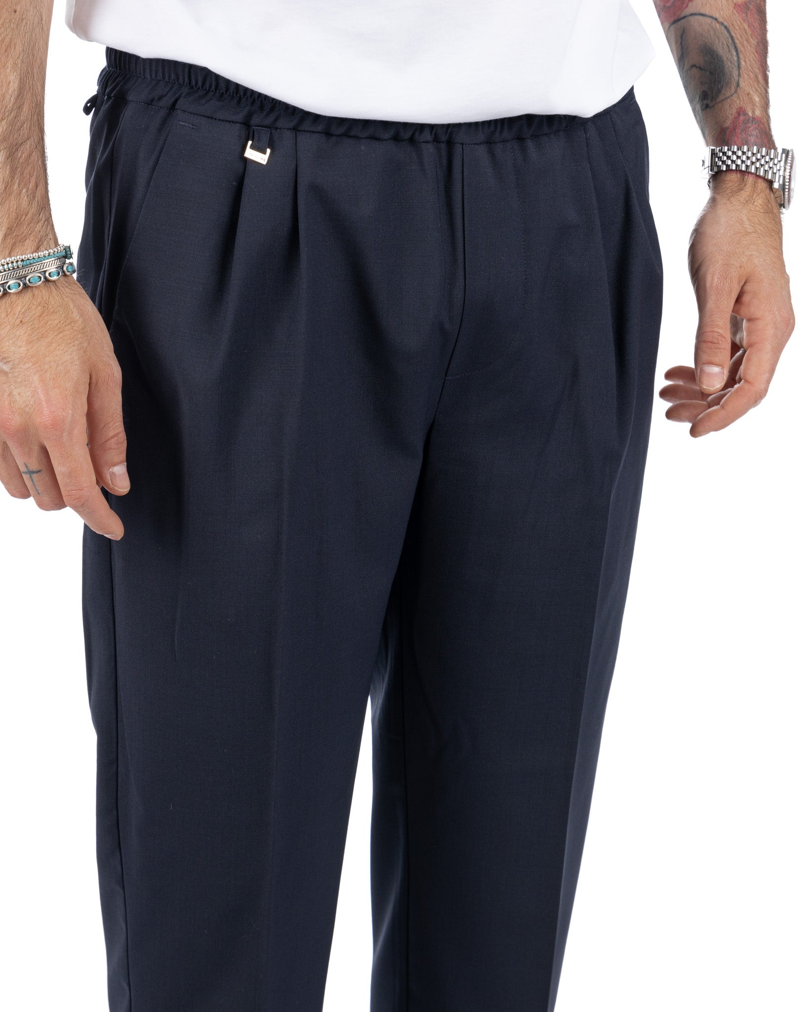 Larry - pantalaccio blu in misto lana