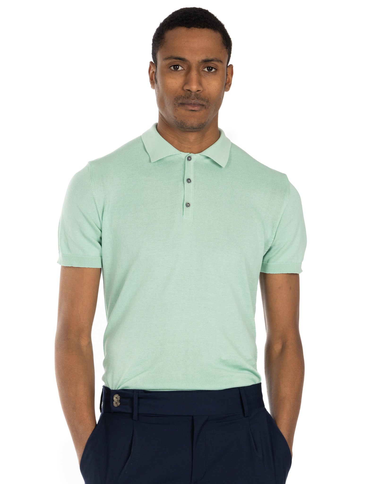 Roger - polo menta in maglia