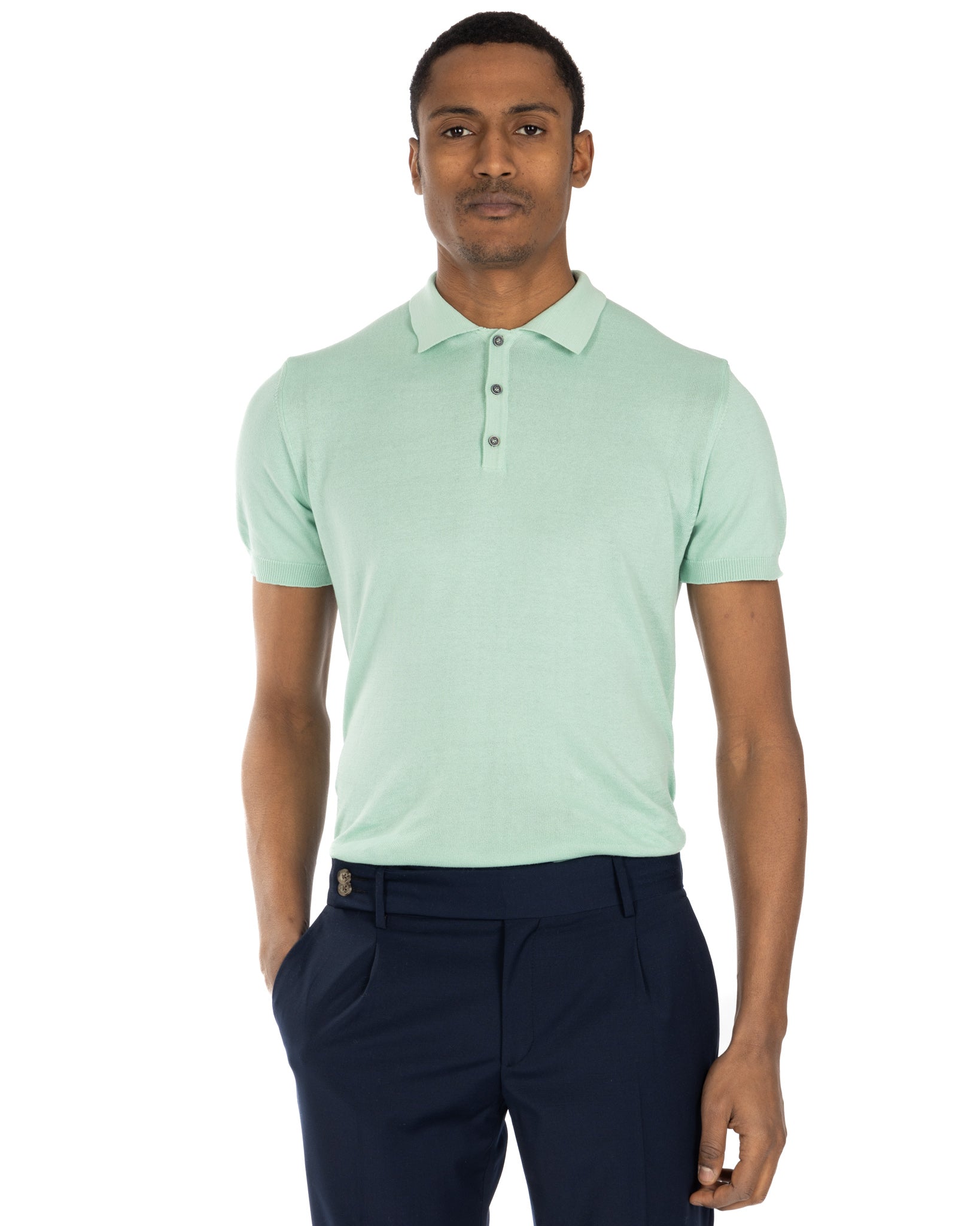 Roger - polo menta in maglia