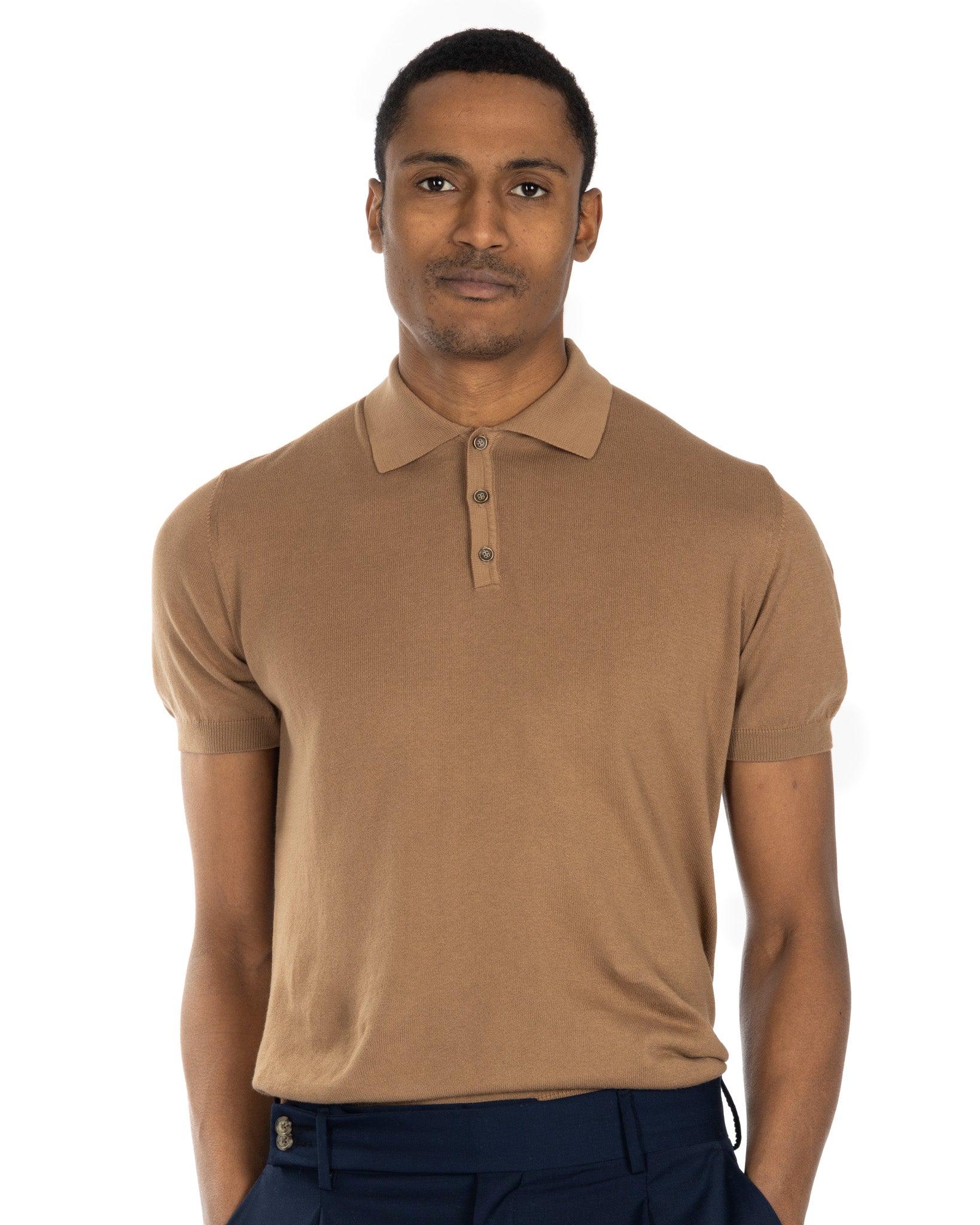 Roger - polo en maille camel