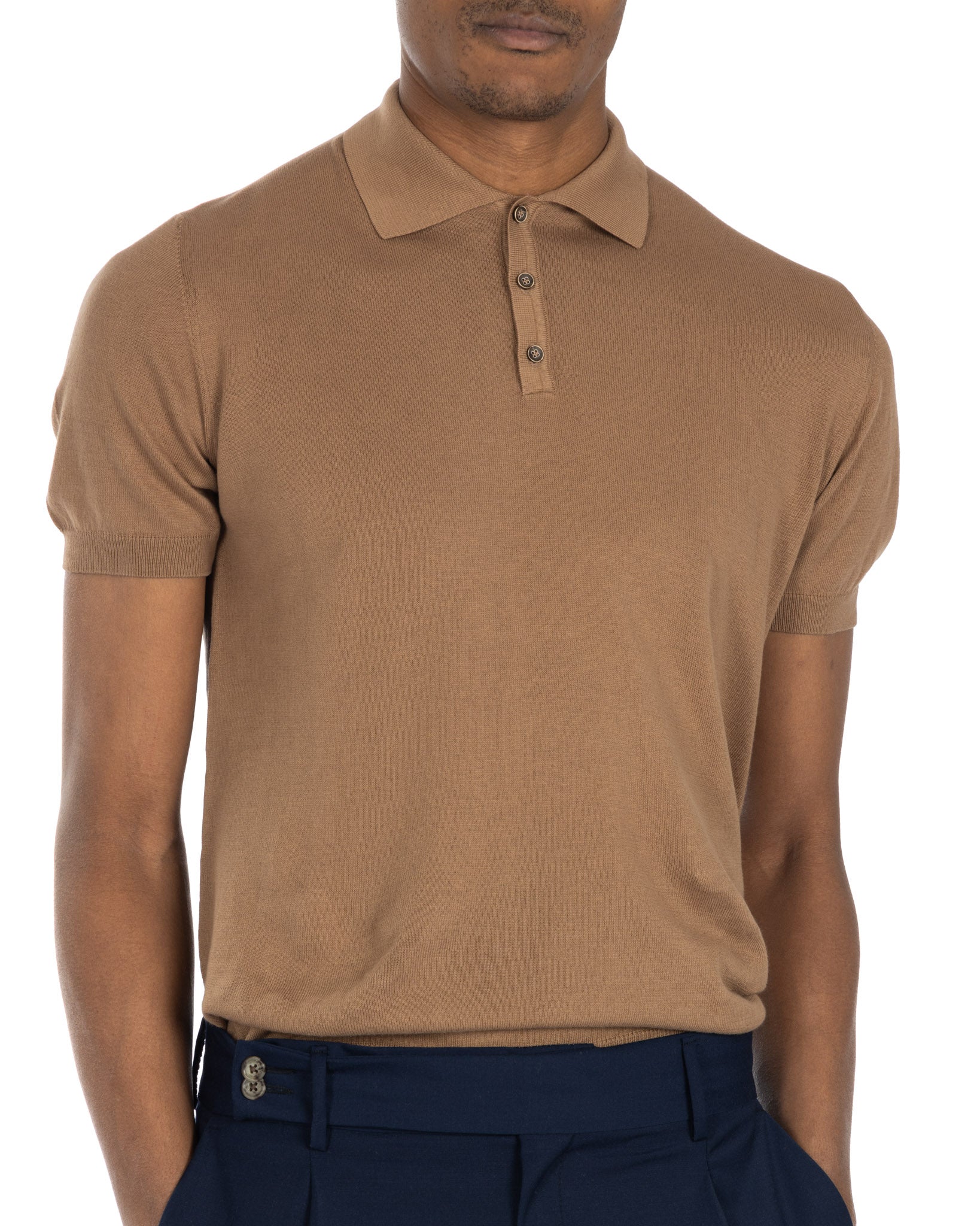 Roger - polo en maille camel