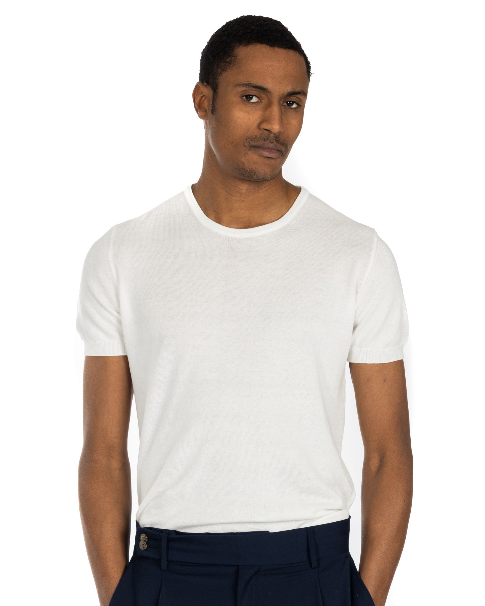 Jannik - t-shirt in maglia panna