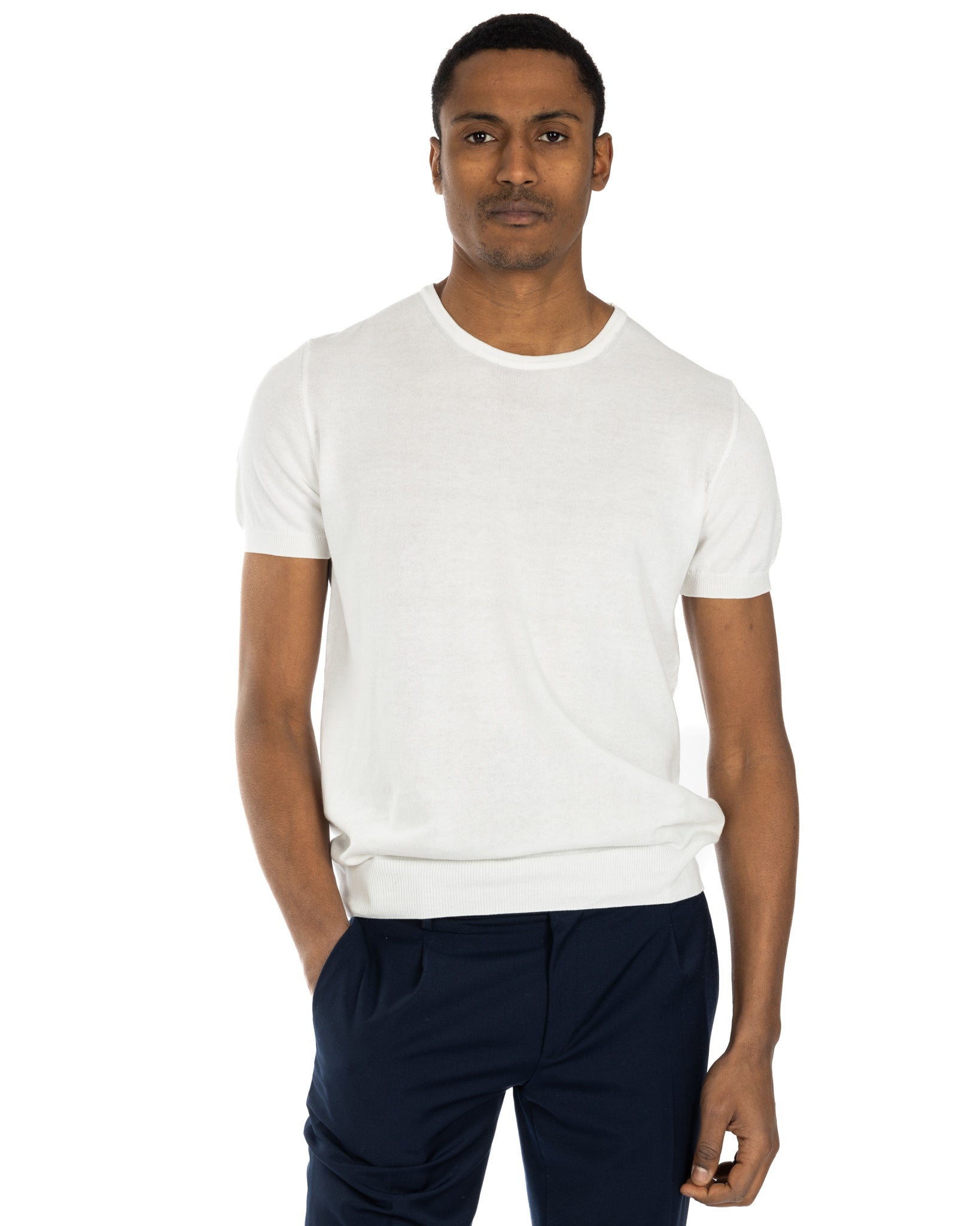 Jannik - t-shirt in maglia panna