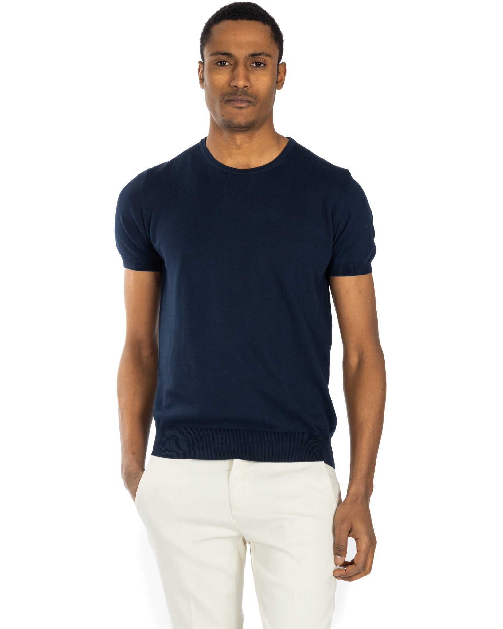 Jannik - t-shirt in maglia blu