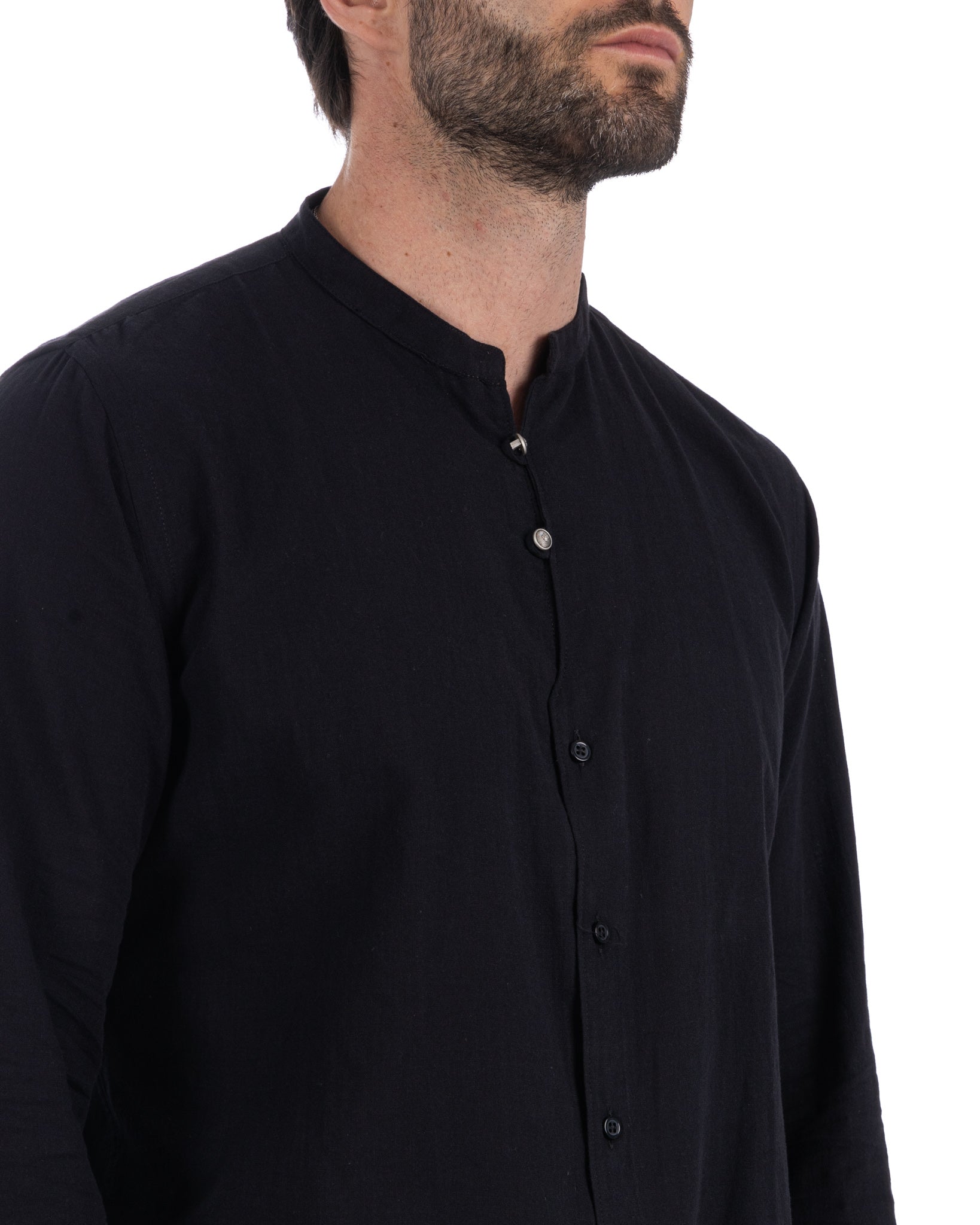 Hyeres  - camicia coreana nera in cotone