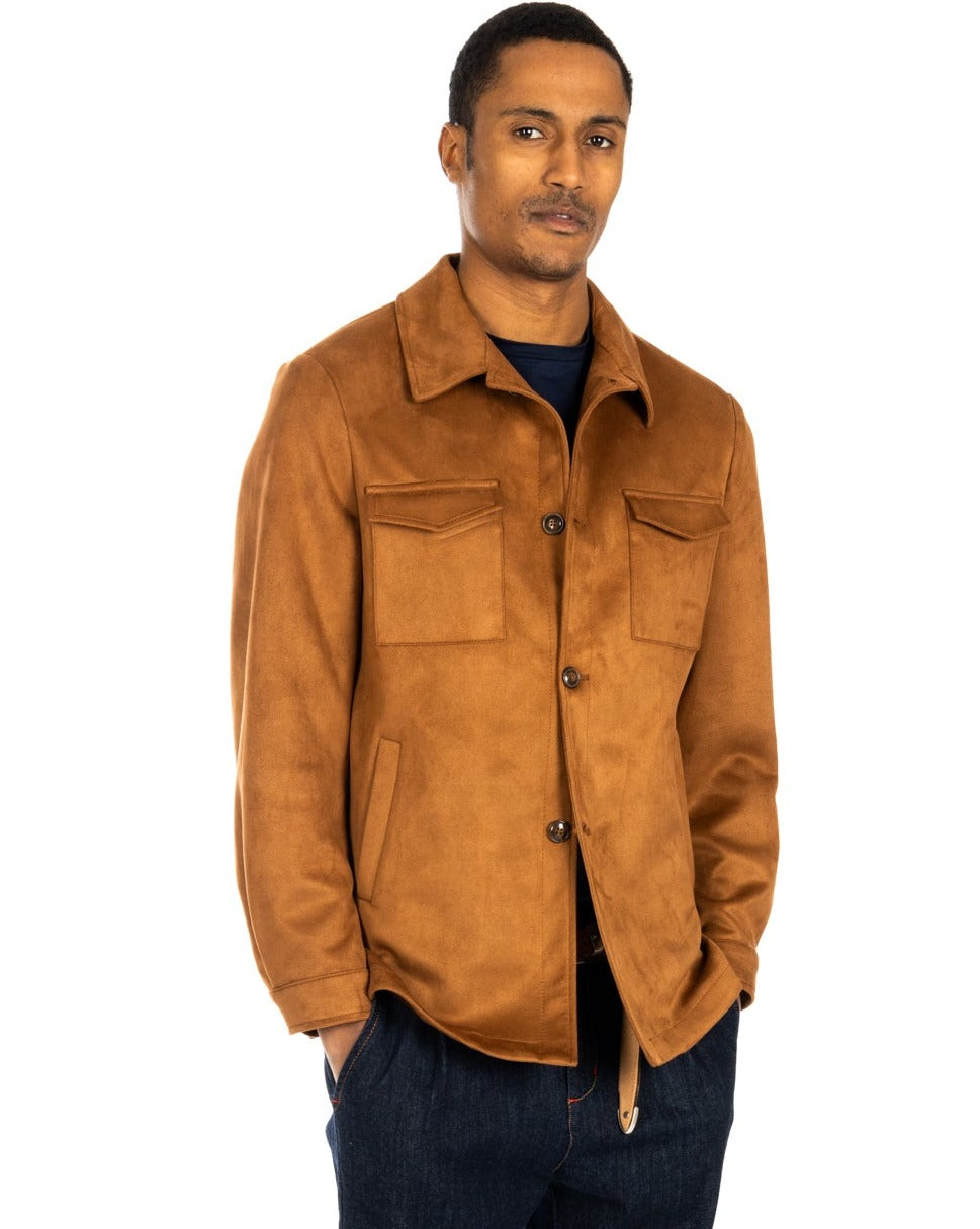 Meridion - giacca cammello in camoscio