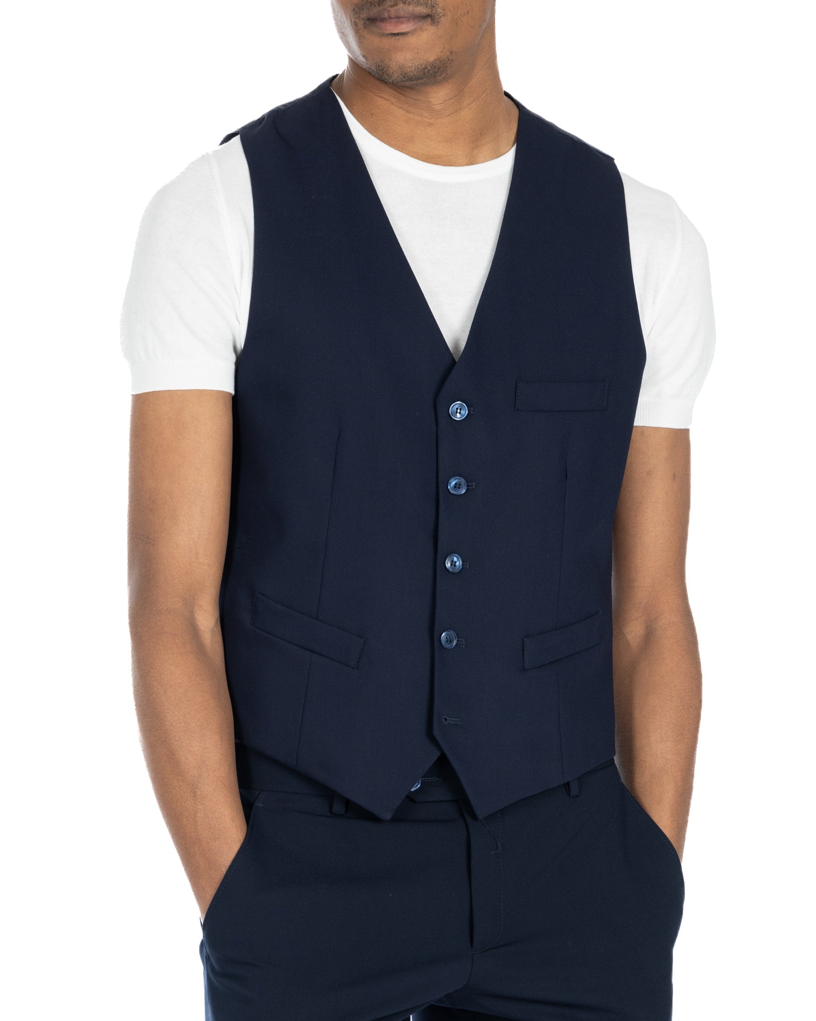 Dresda - gilet monopetto blu scuro