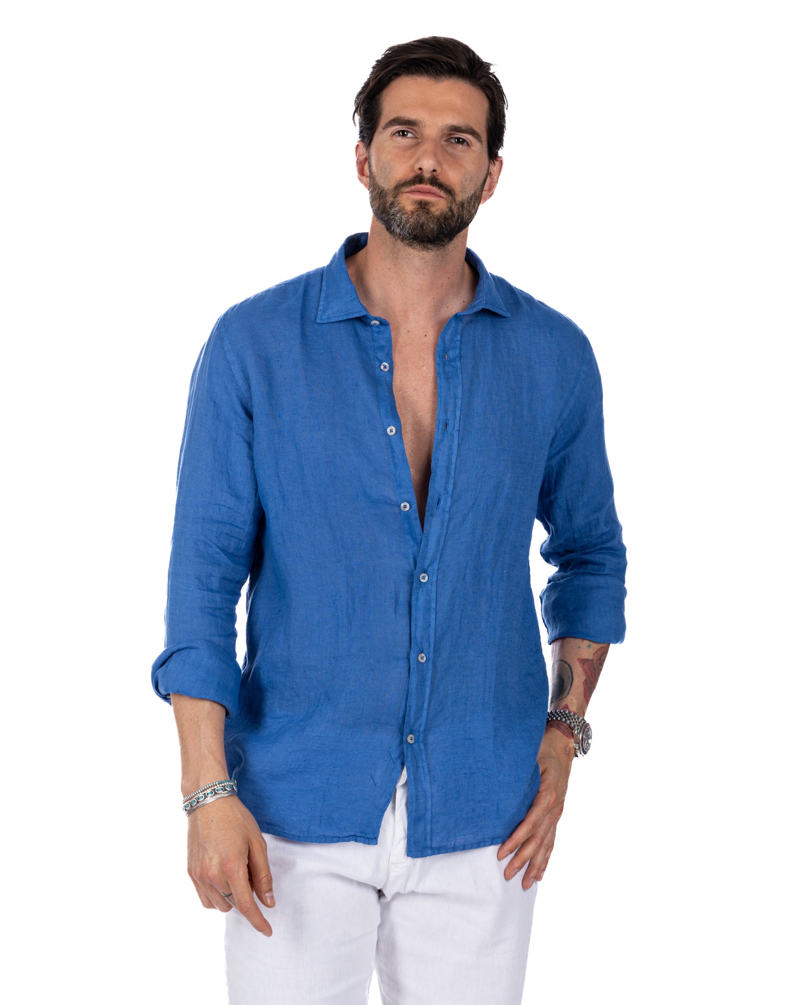 Montecarlo - camicia in puro lino royal