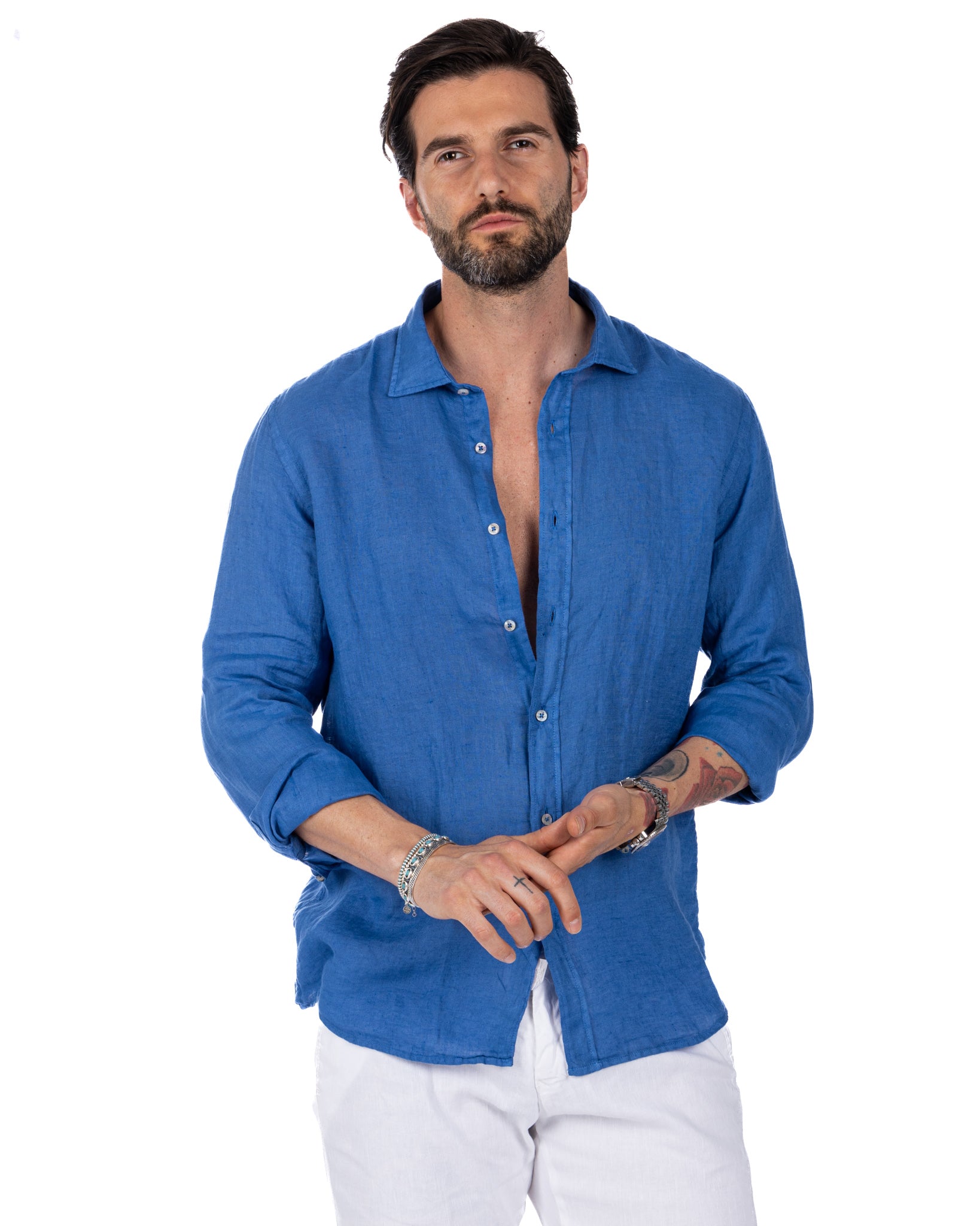 Montecarlo - chemise en pur lin royal