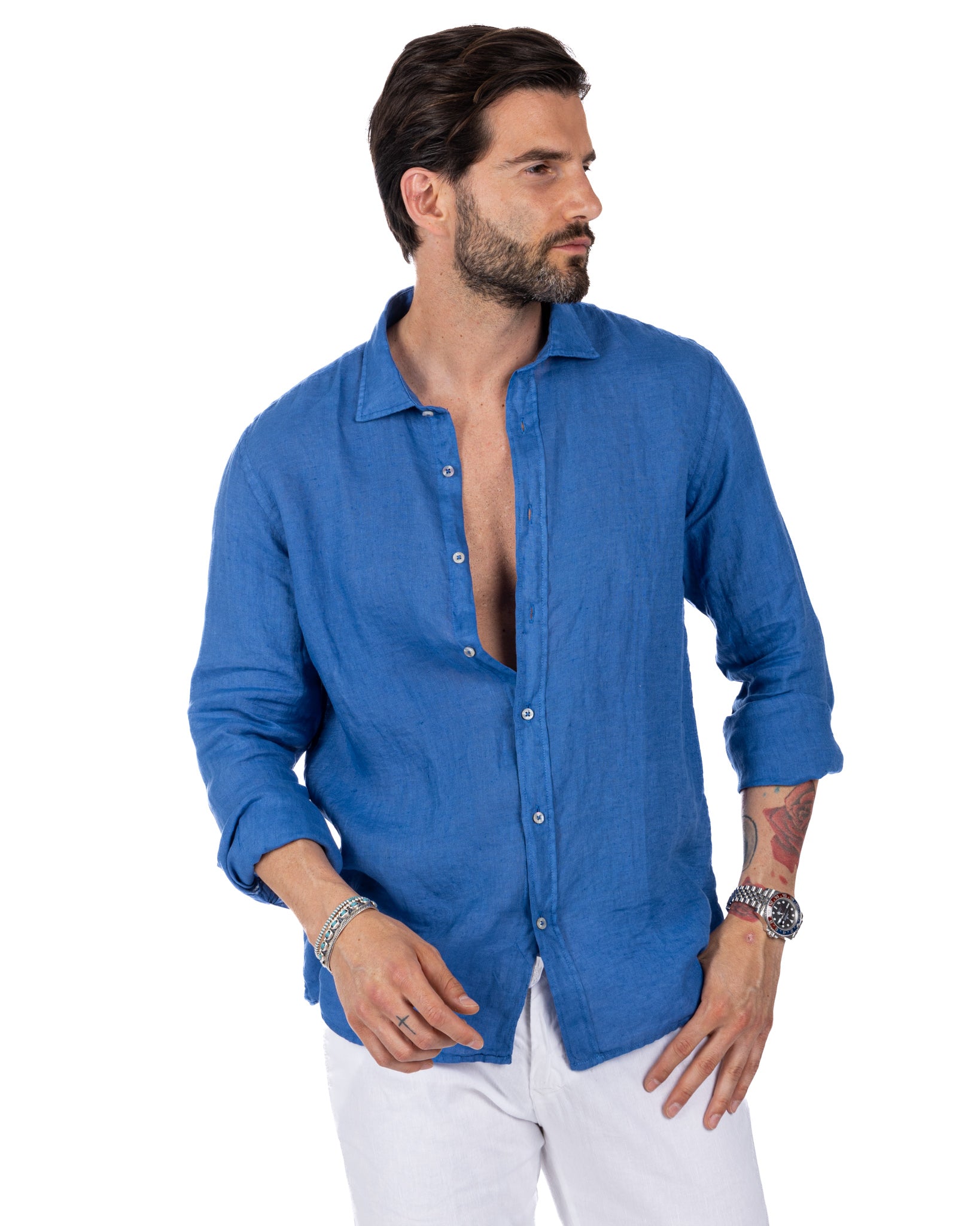 Montecarlo - camicia in puro lino royal