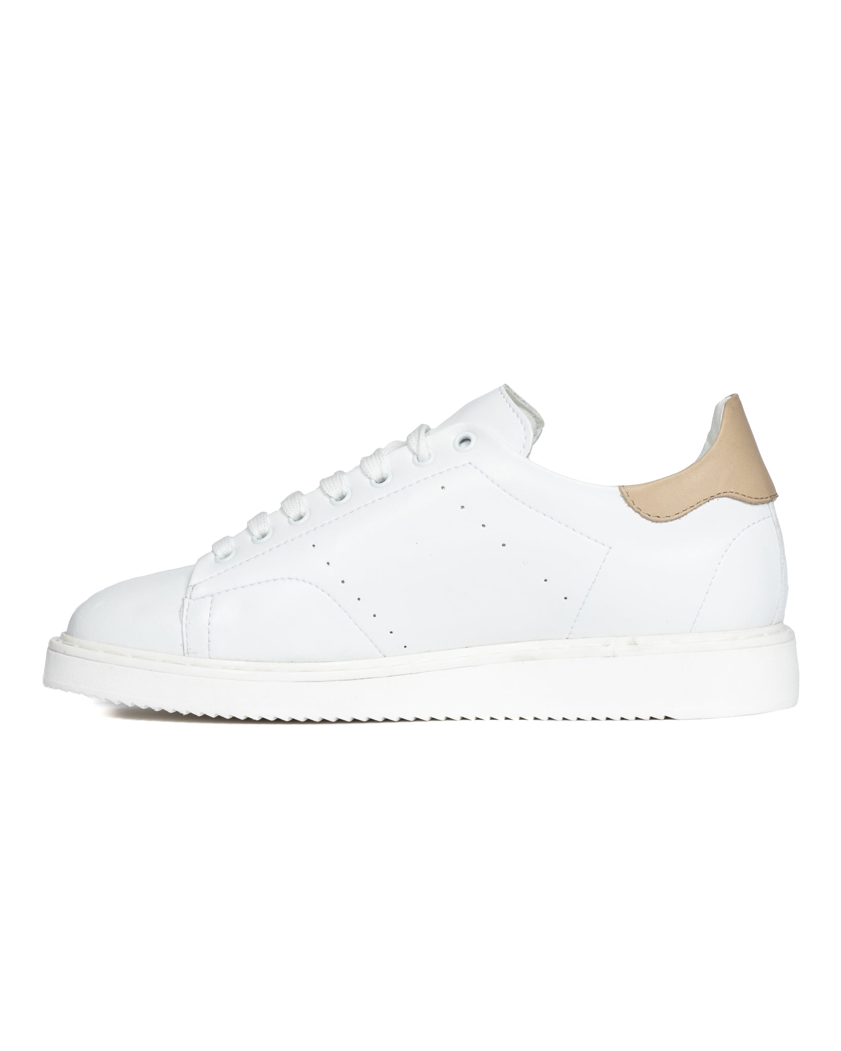 S01 - sneakers in pelle bianca dettagli beige