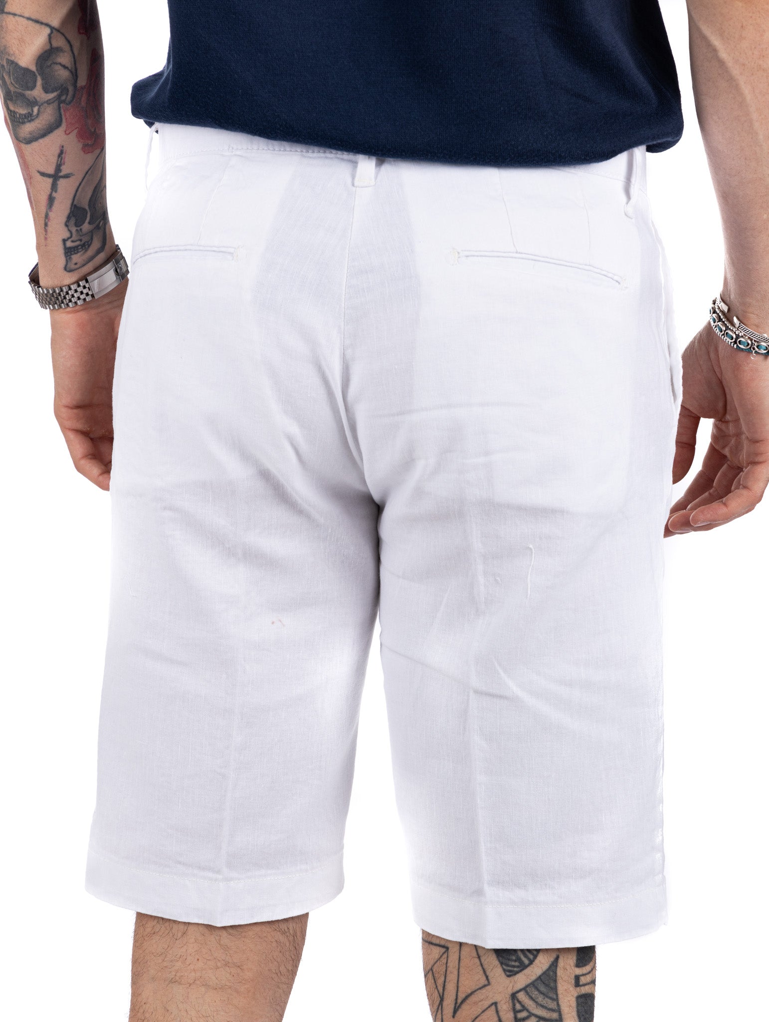 Mustique - bermuda bianco in lino stretch