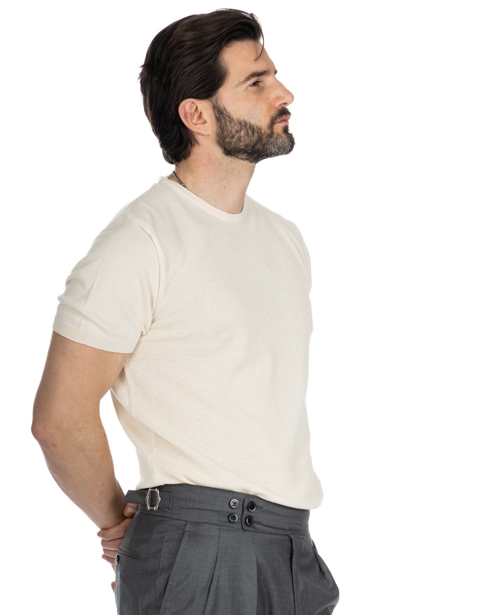 Lorenzo - camiseta crema de punto jacquard