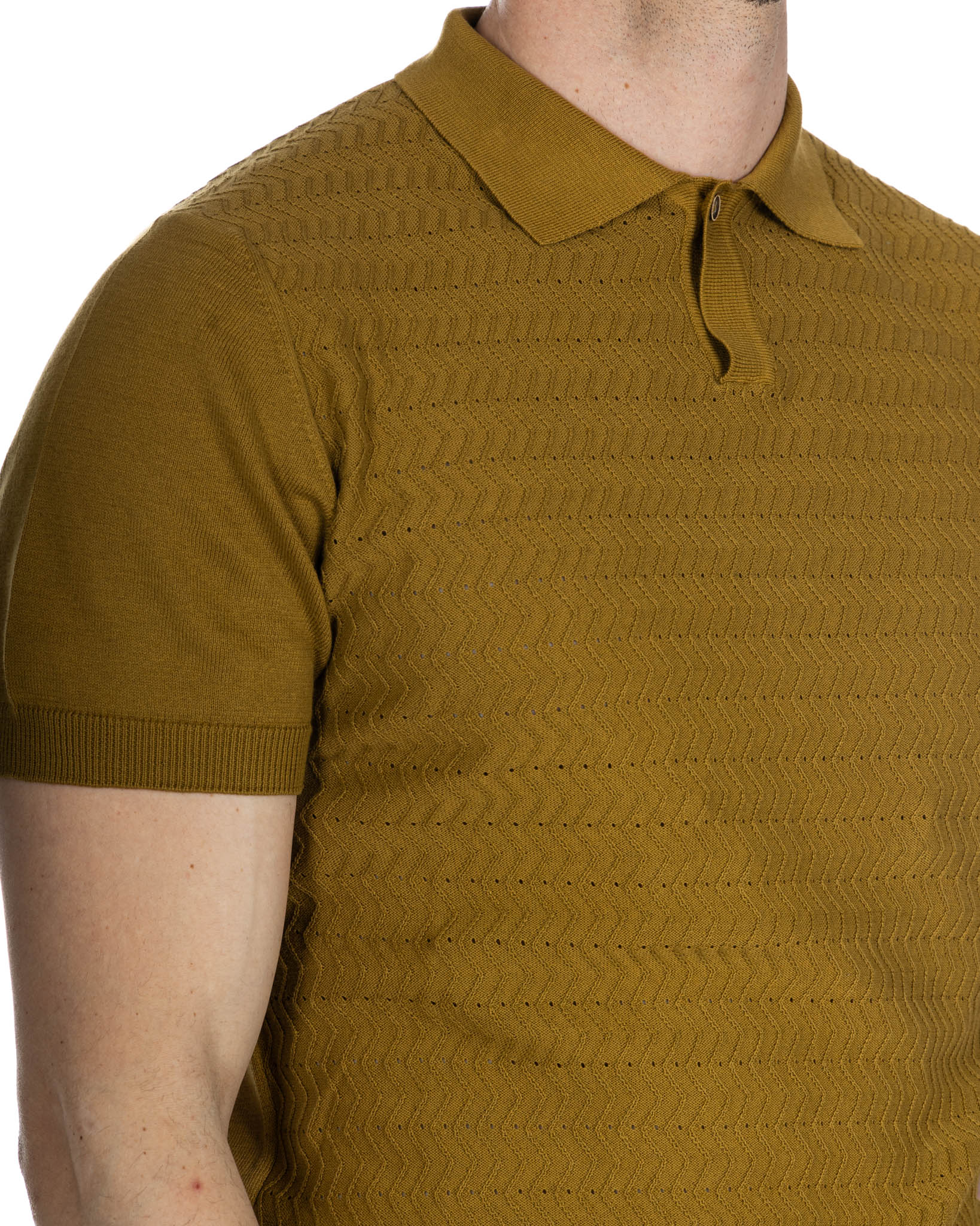 Stefanos - polo cammello jacquard in maglia