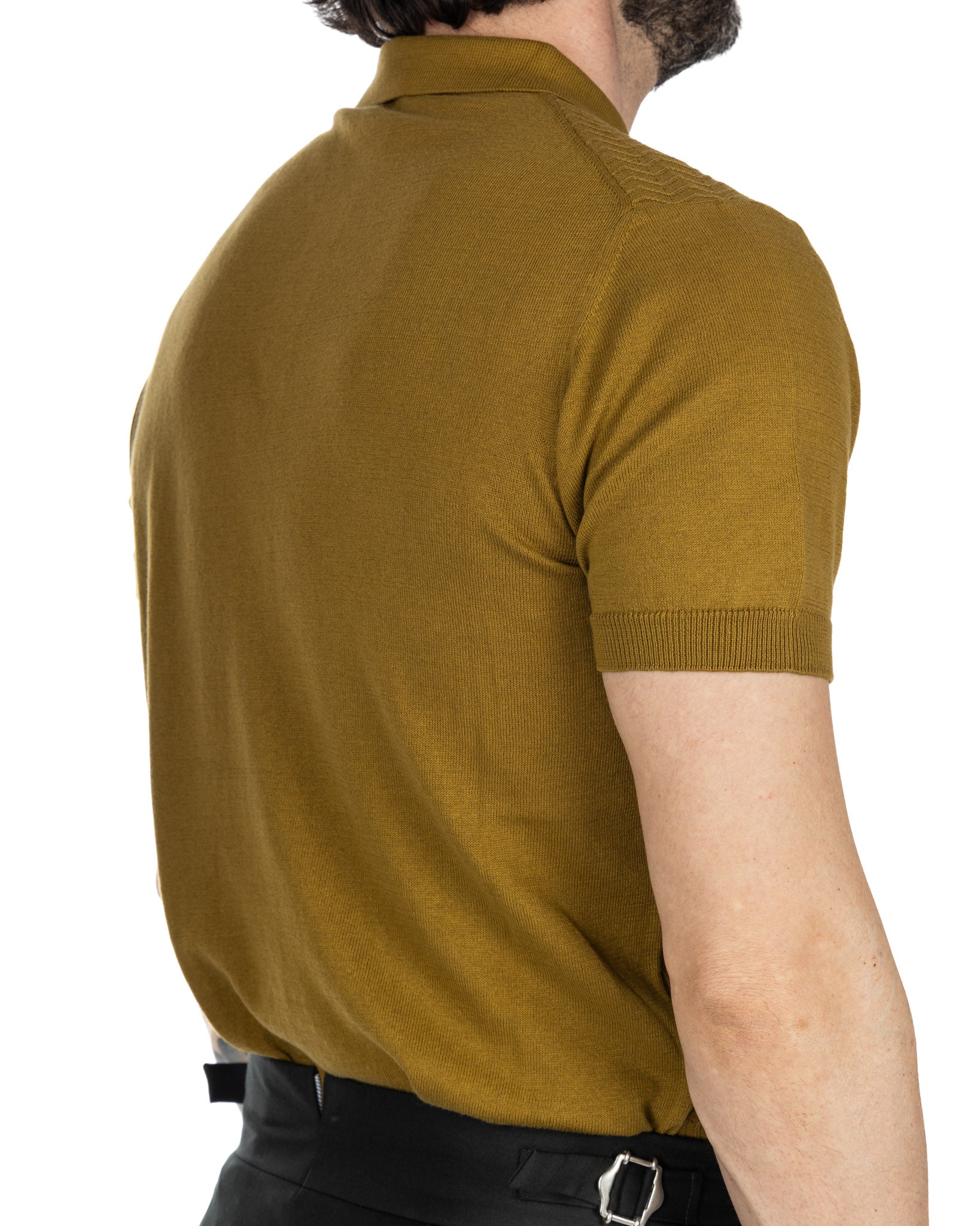 Stefanos - polo cammello jacquard in maglia
