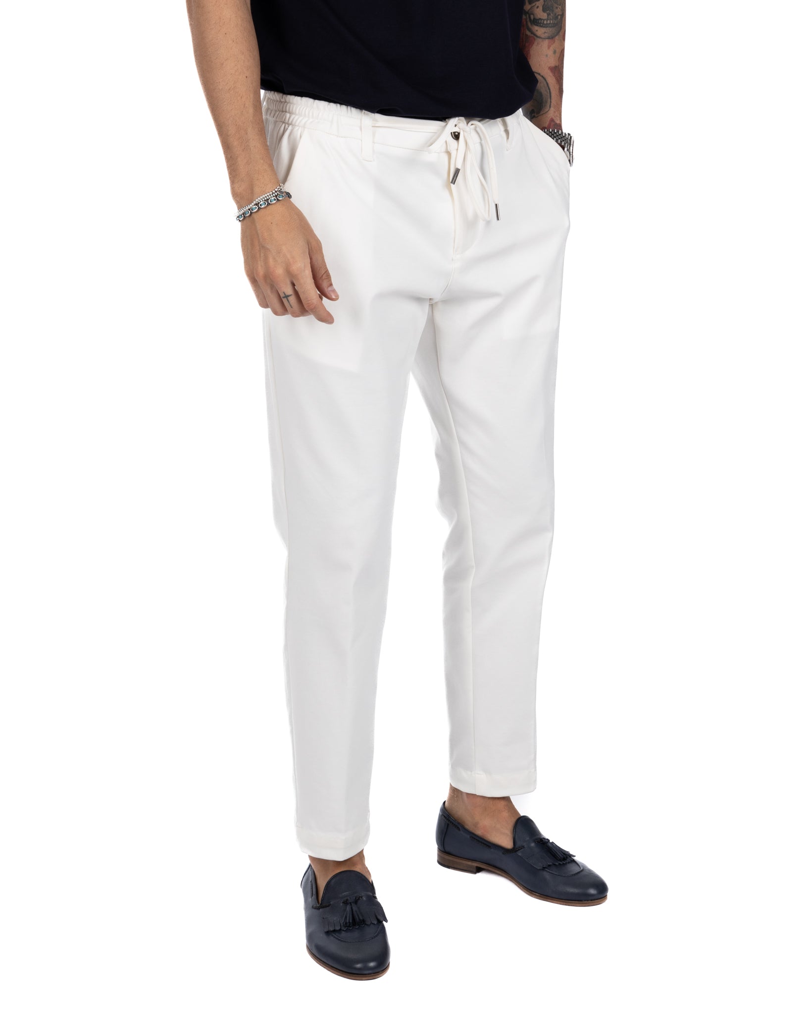Shelby - cream cotton trousers