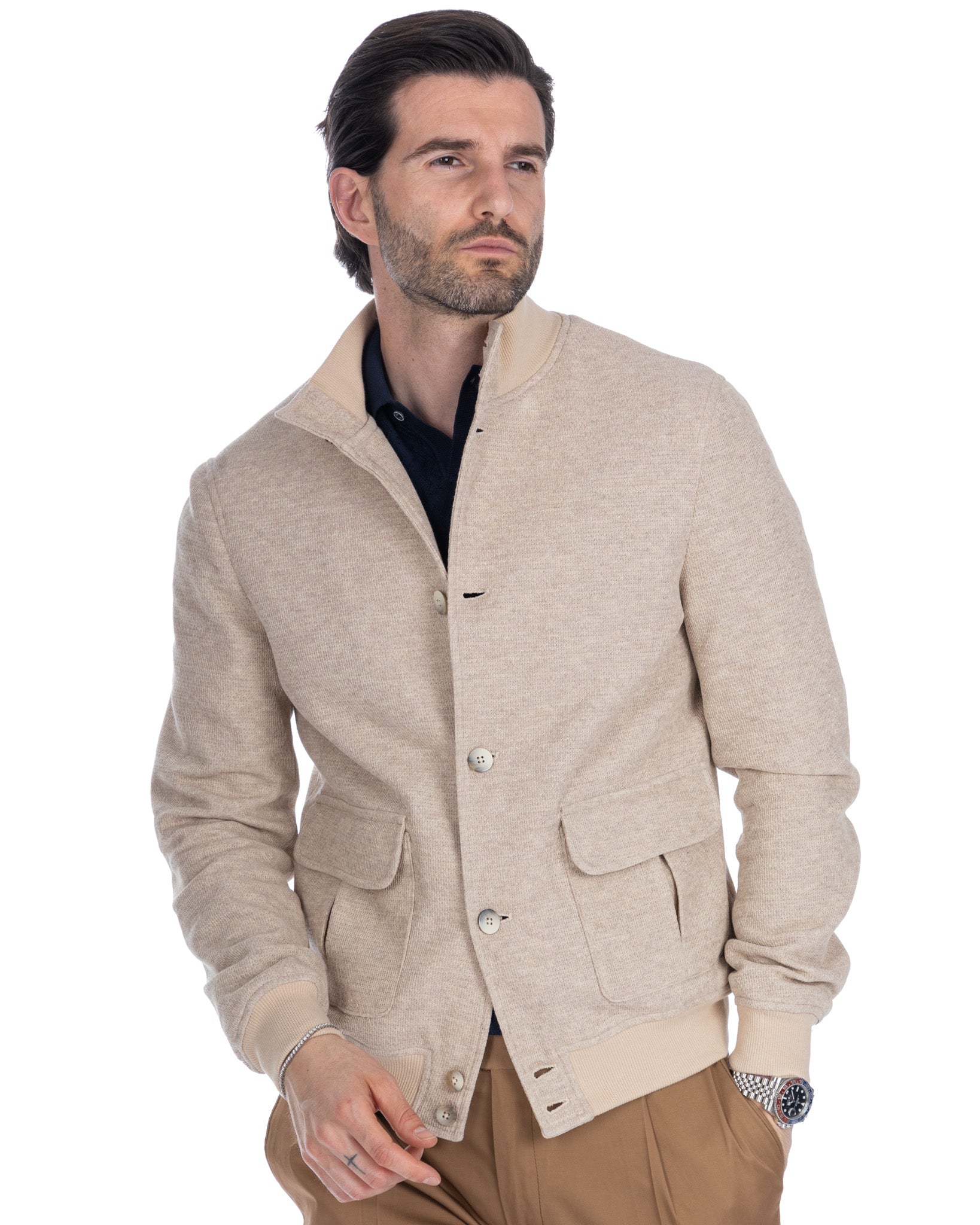 Trieste - bomber beige in cotone