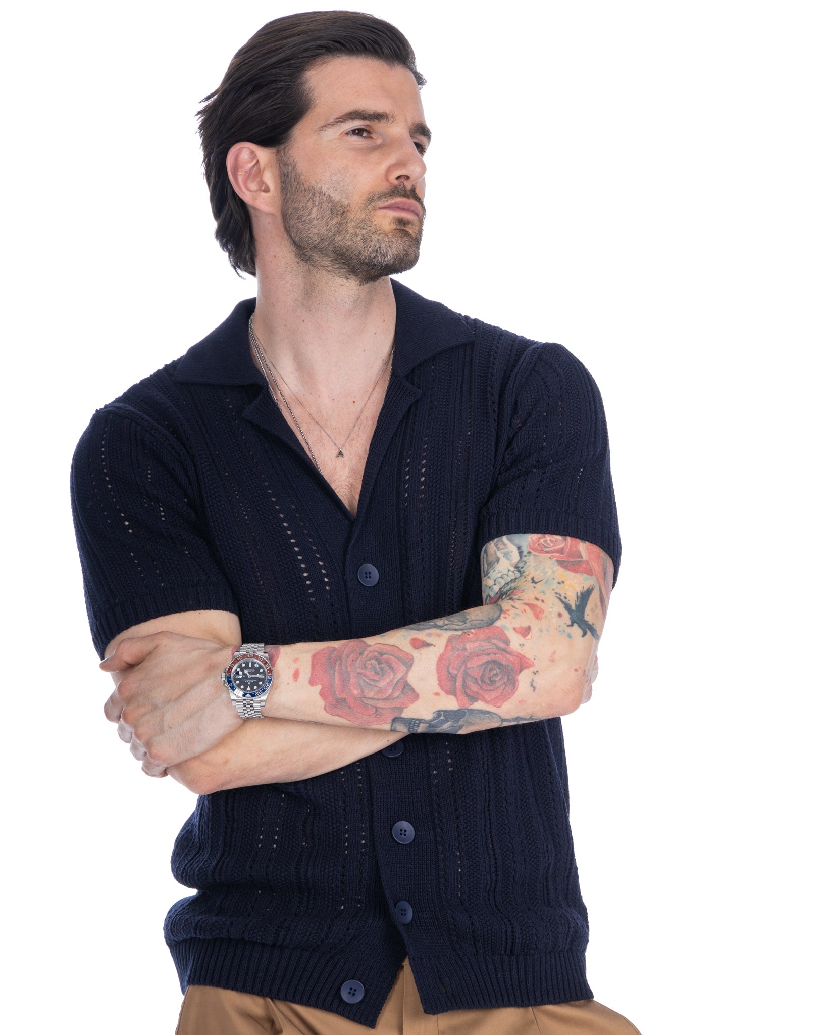 Novak - camicia blu in maglia