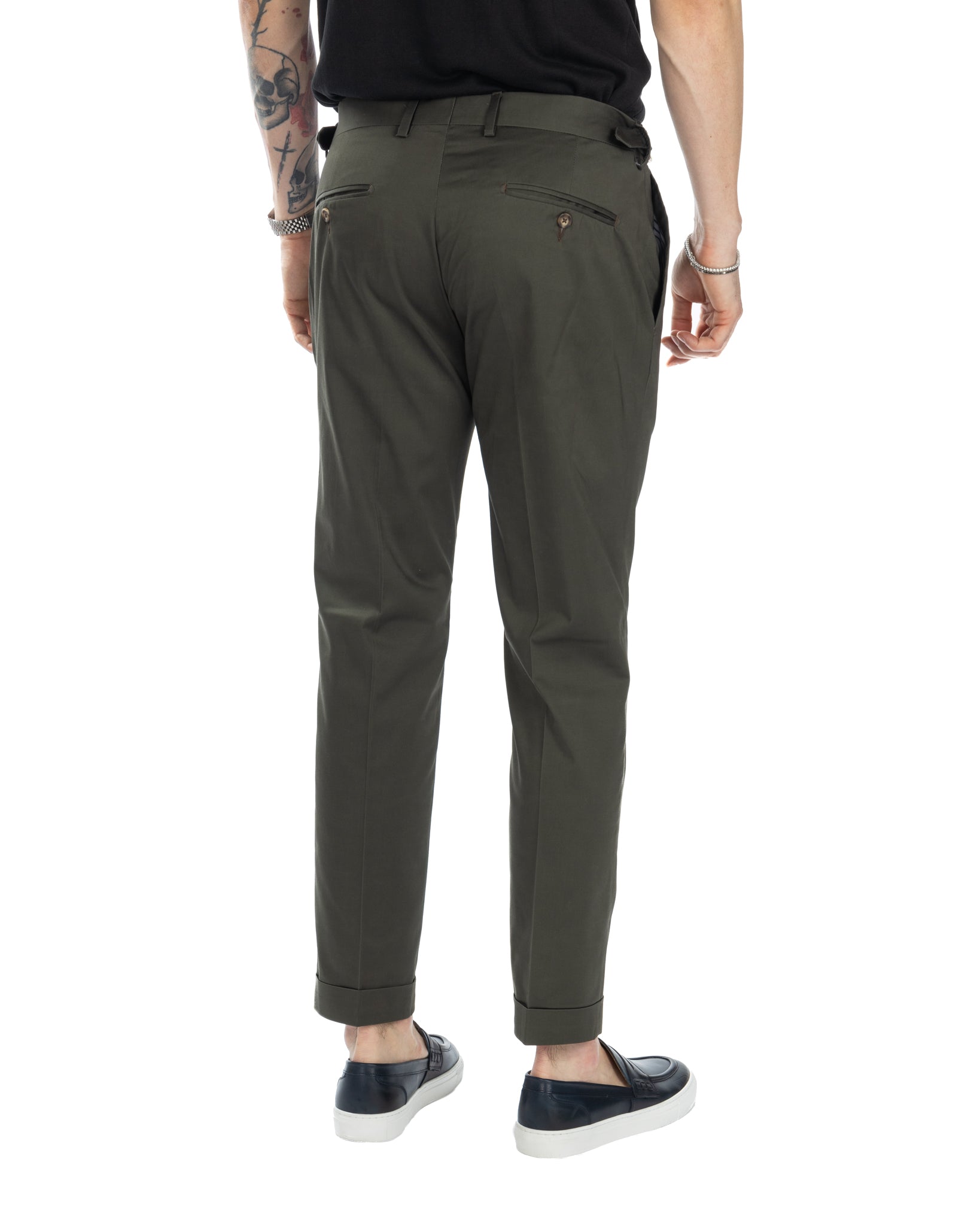 James - pantalone militare vita alta con fibbie