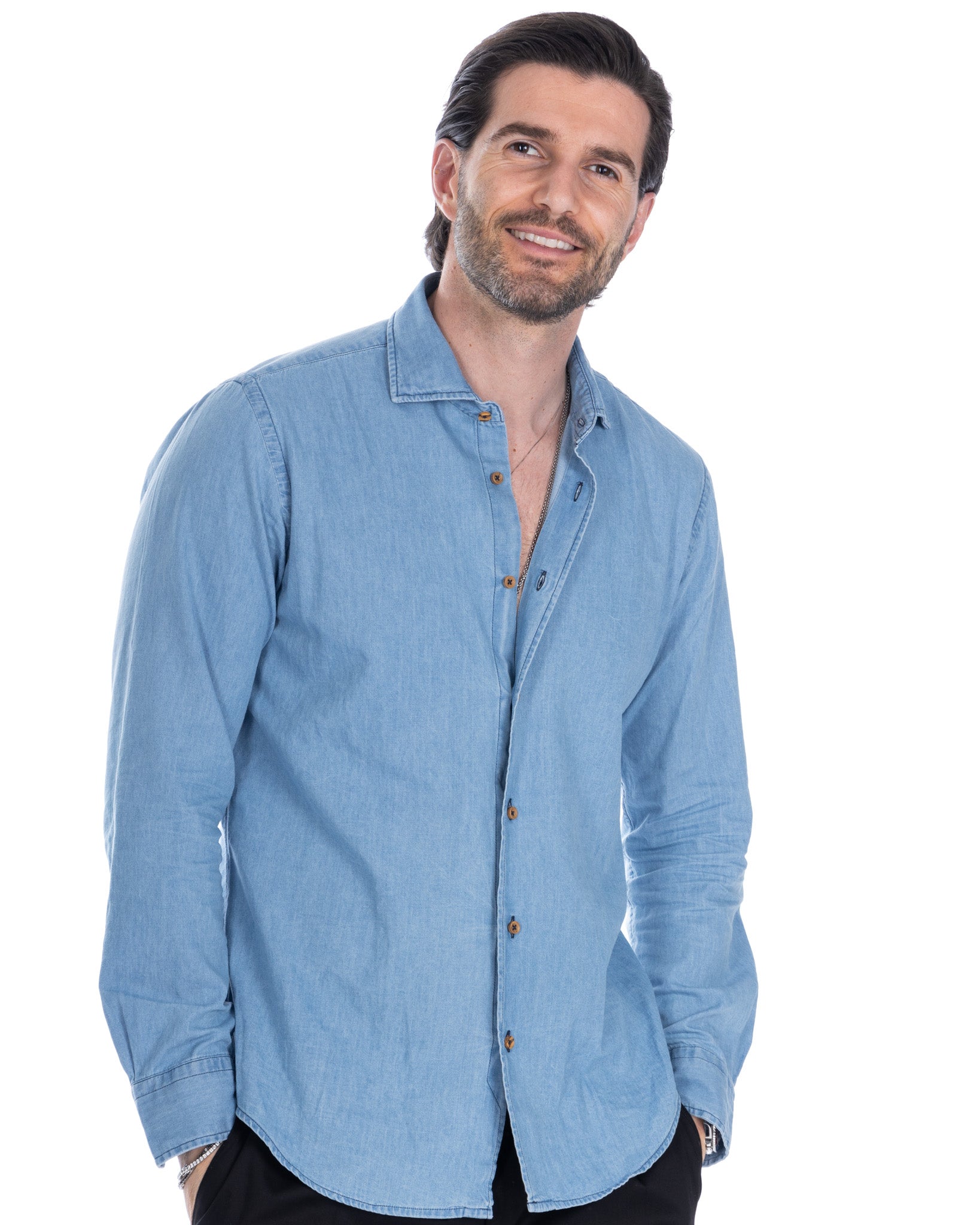 Mark camicia jeans lavaggio chiaro