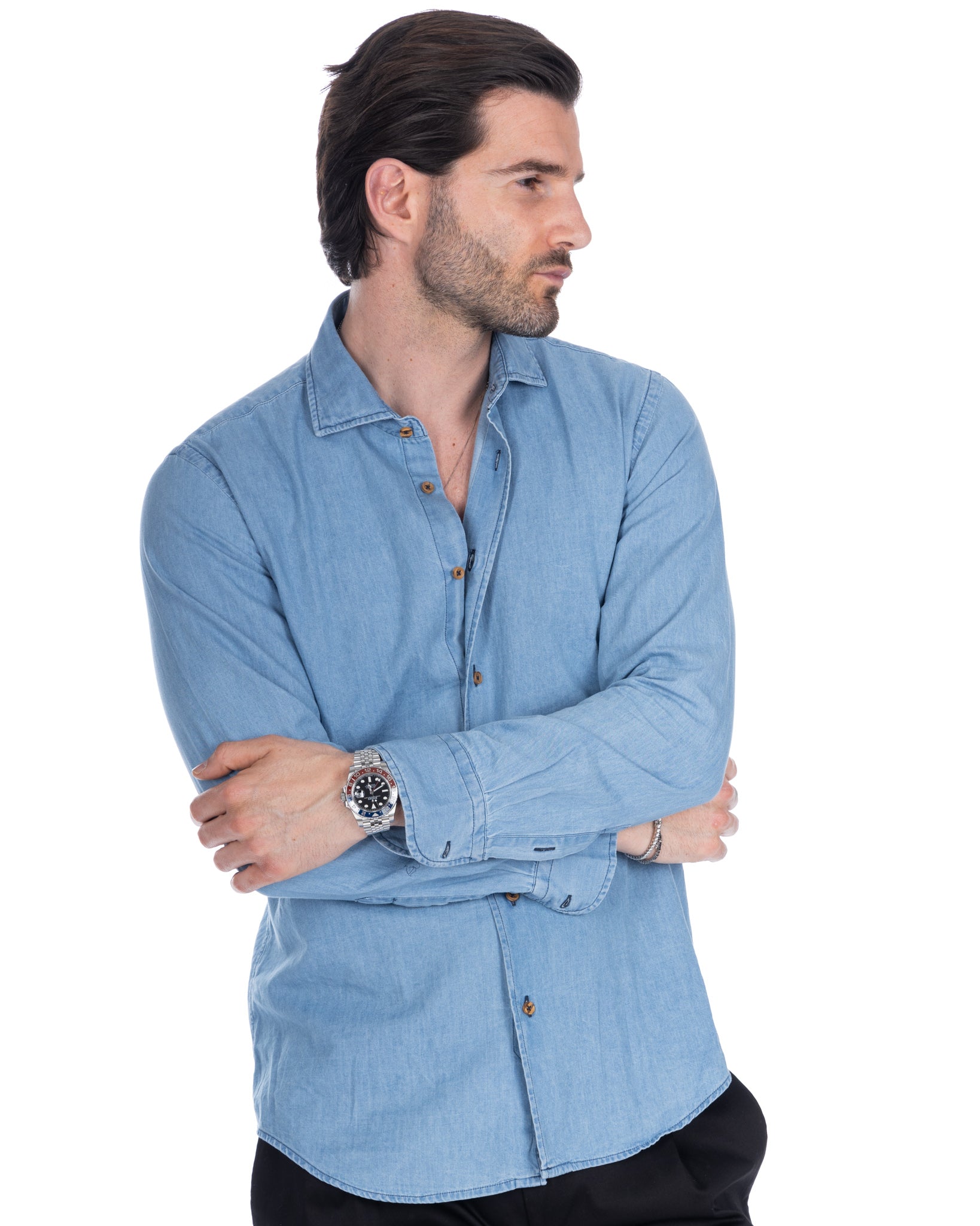 Mark - camicia jeans lavaggio chiaro