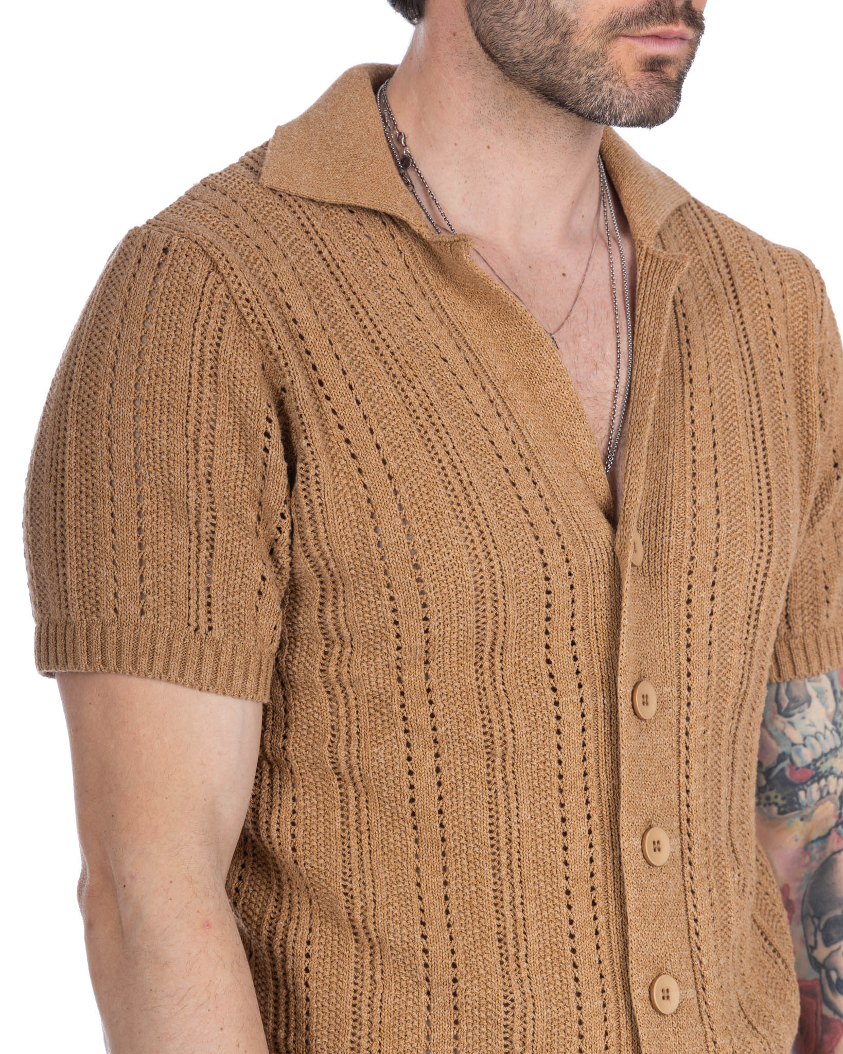 Novak - camel knitted shirt