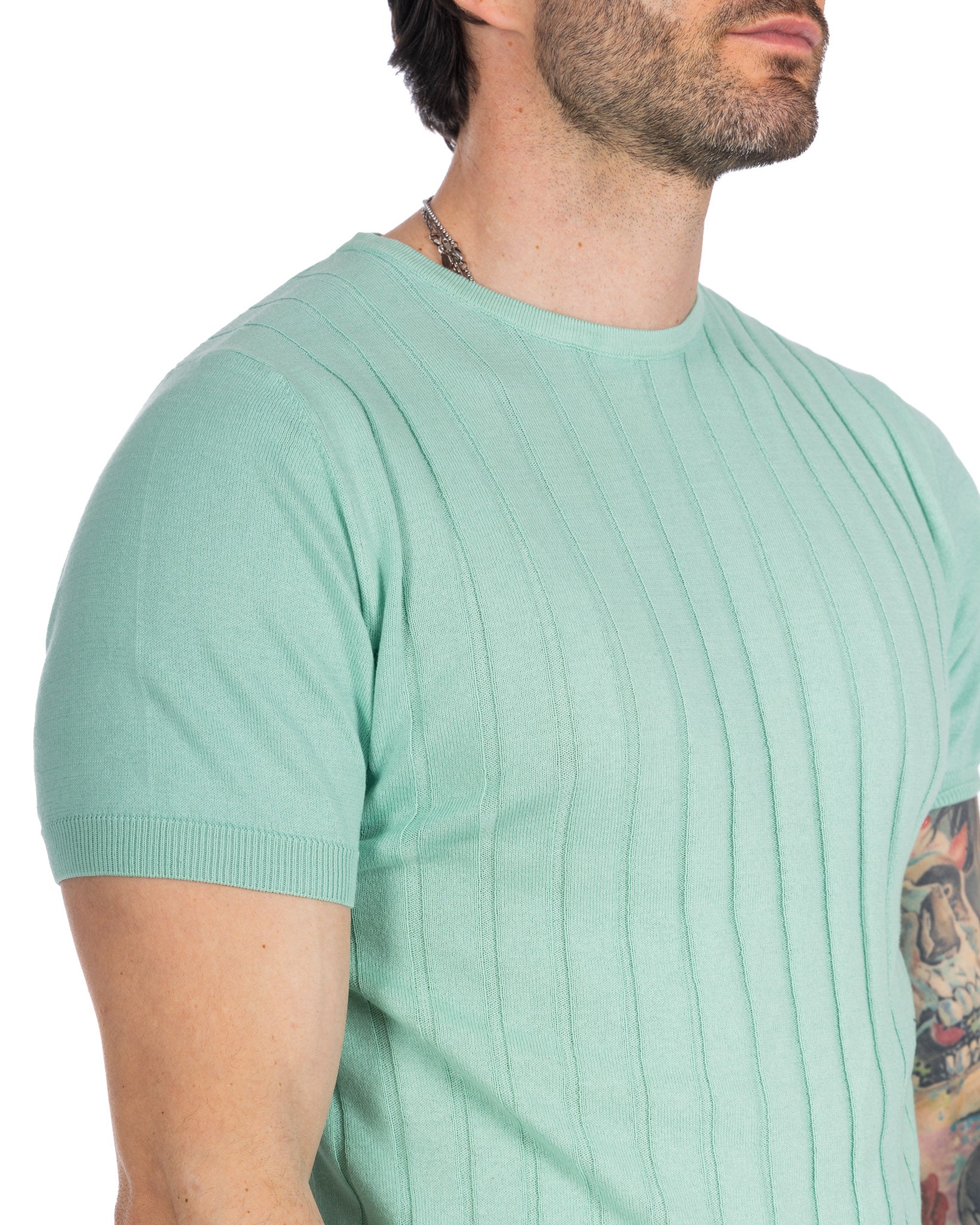 Andreas - mint ribbed knit t-shirt