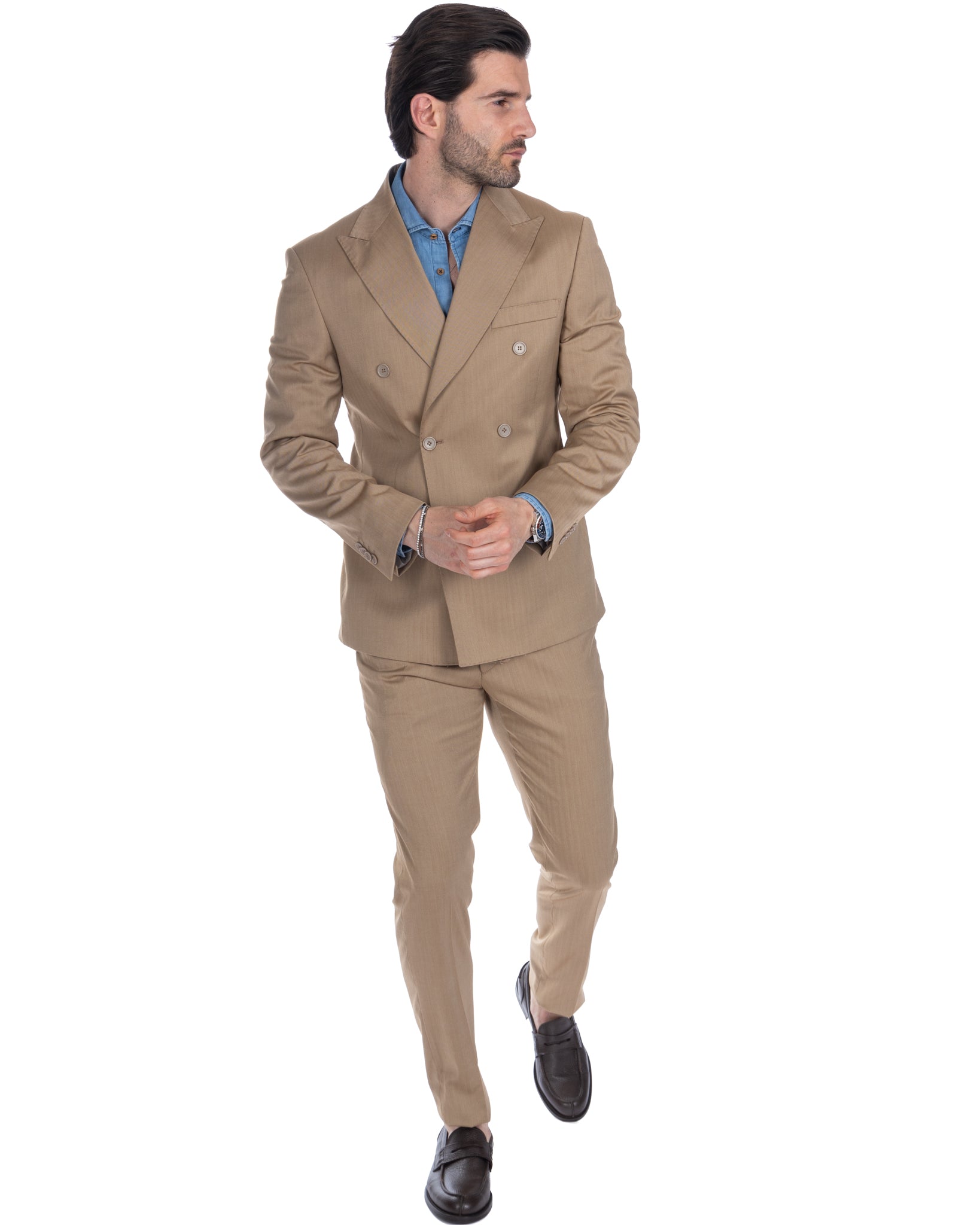 Marseille - camel solar double-breasted suit
