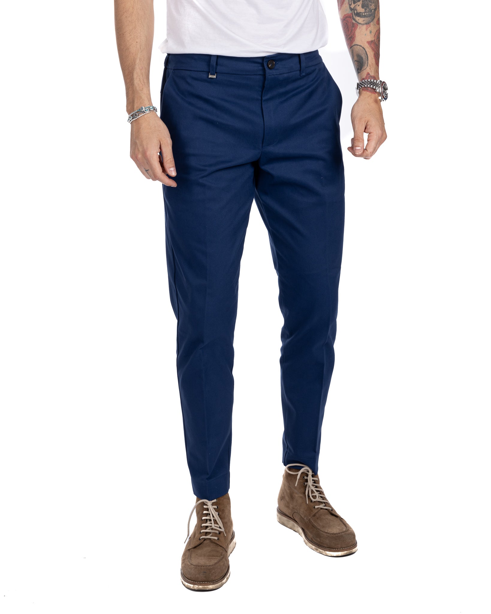 Elder - pantalone capri bluette in cotone