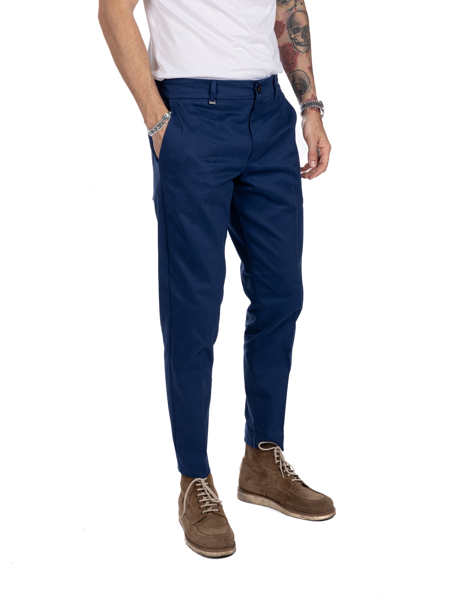 Elder - pantalone capri bluette in cotone