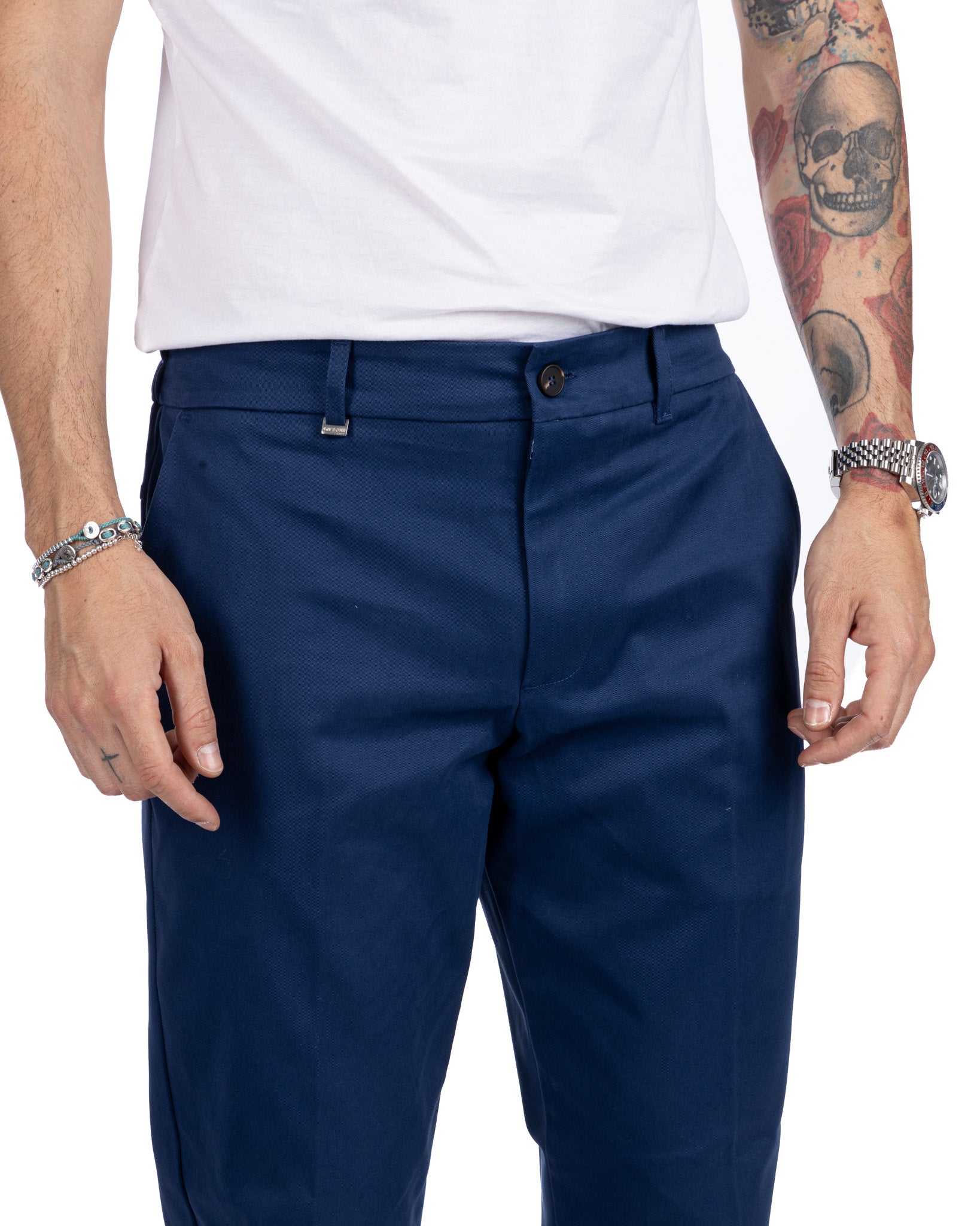 Elder - pantalone capri bluette in cotone