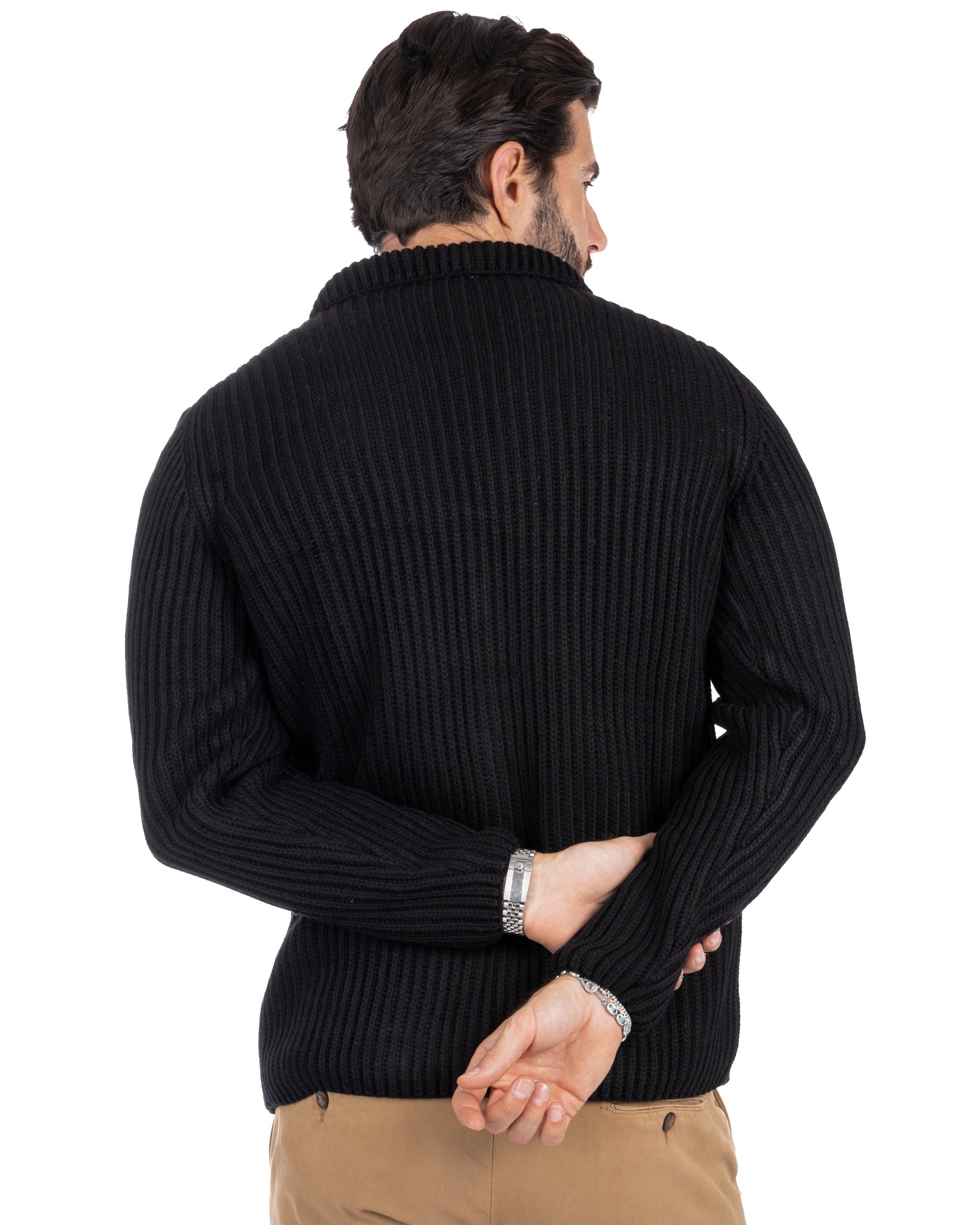 Richard - cardigan in maglia a coste nero