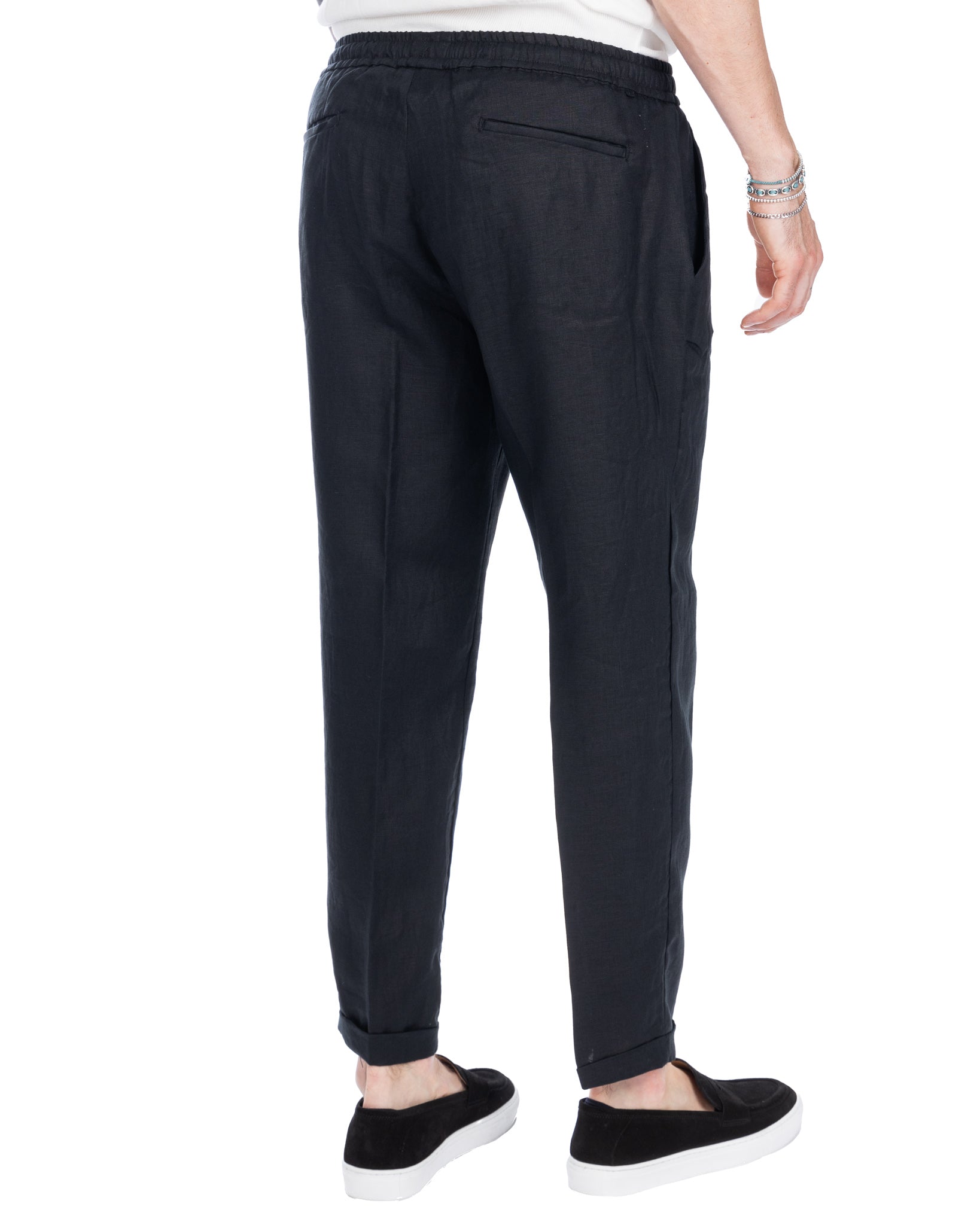 Colin - pantalaccio in puro lino nero