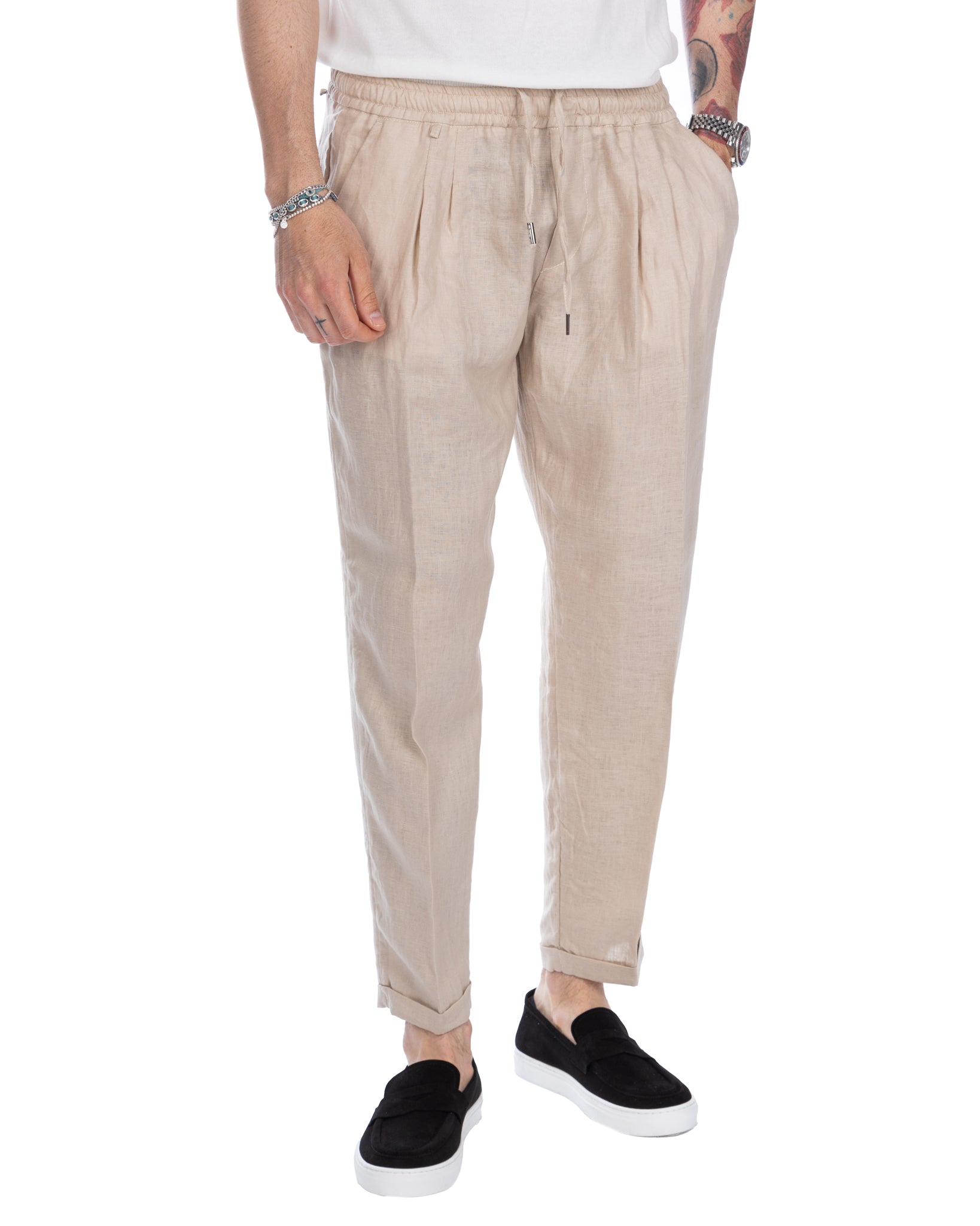 Colin - pantalaccio in puro lino spago