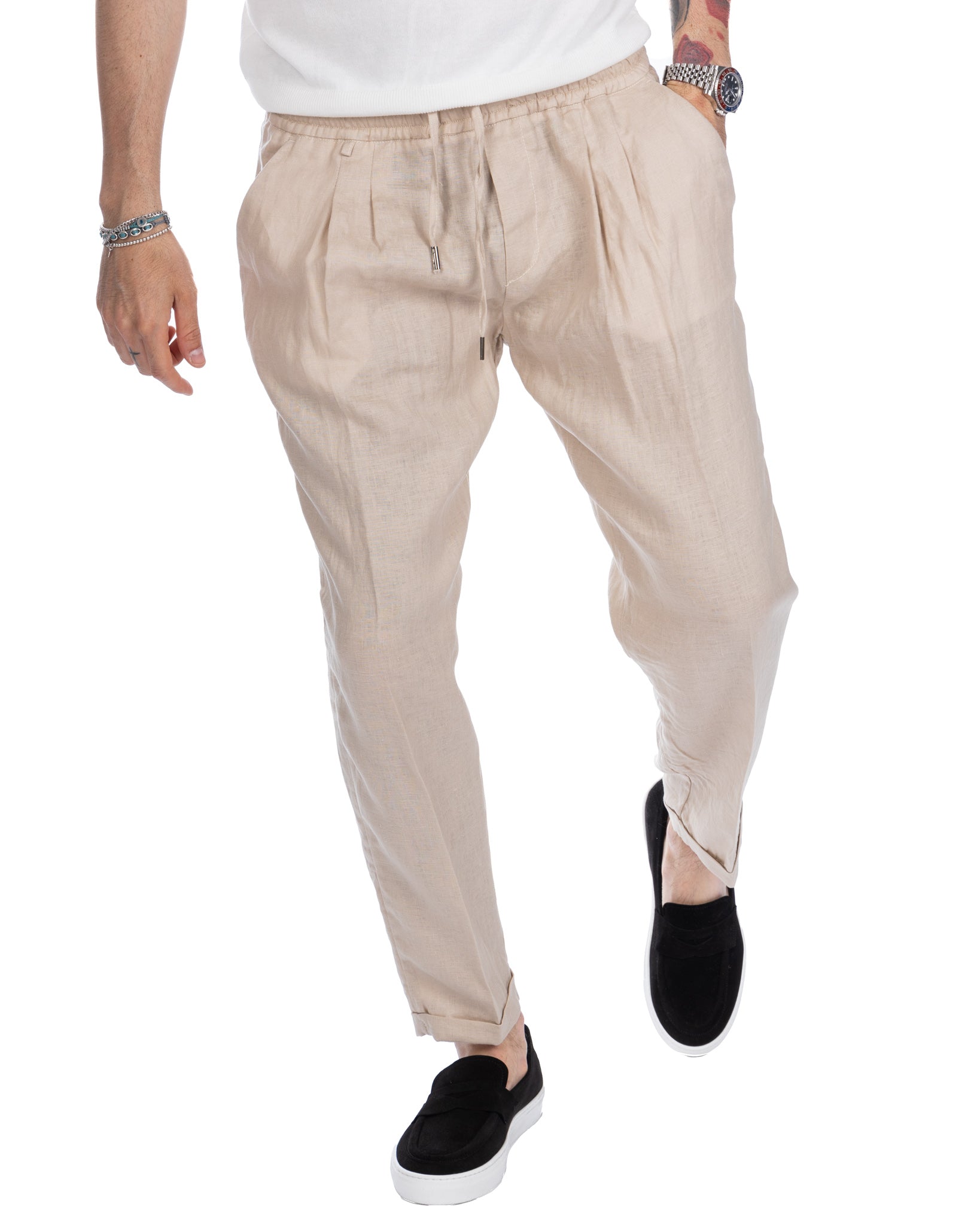 Colin - pantalaccio in puro lino spago