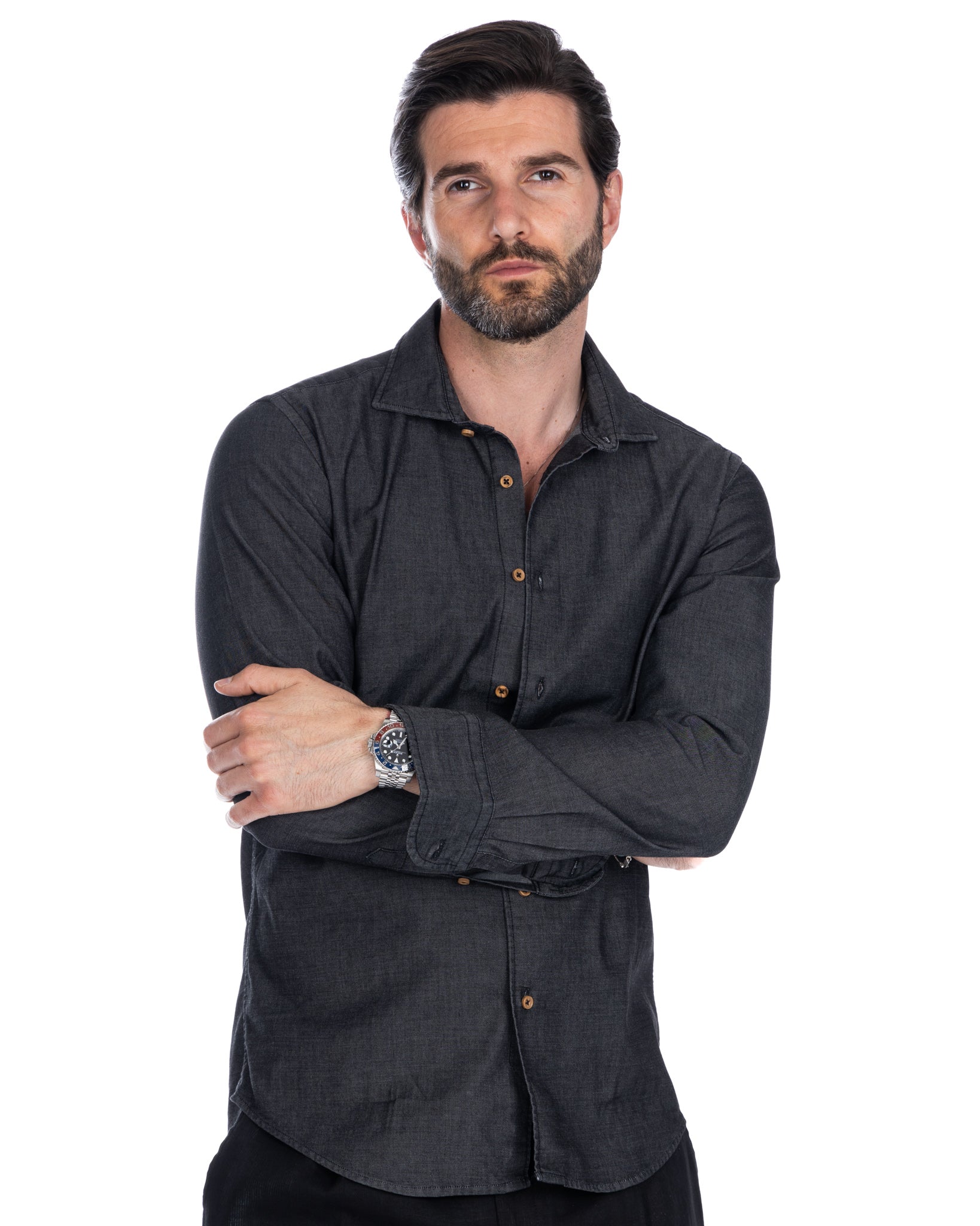 Mark - black denim shirt