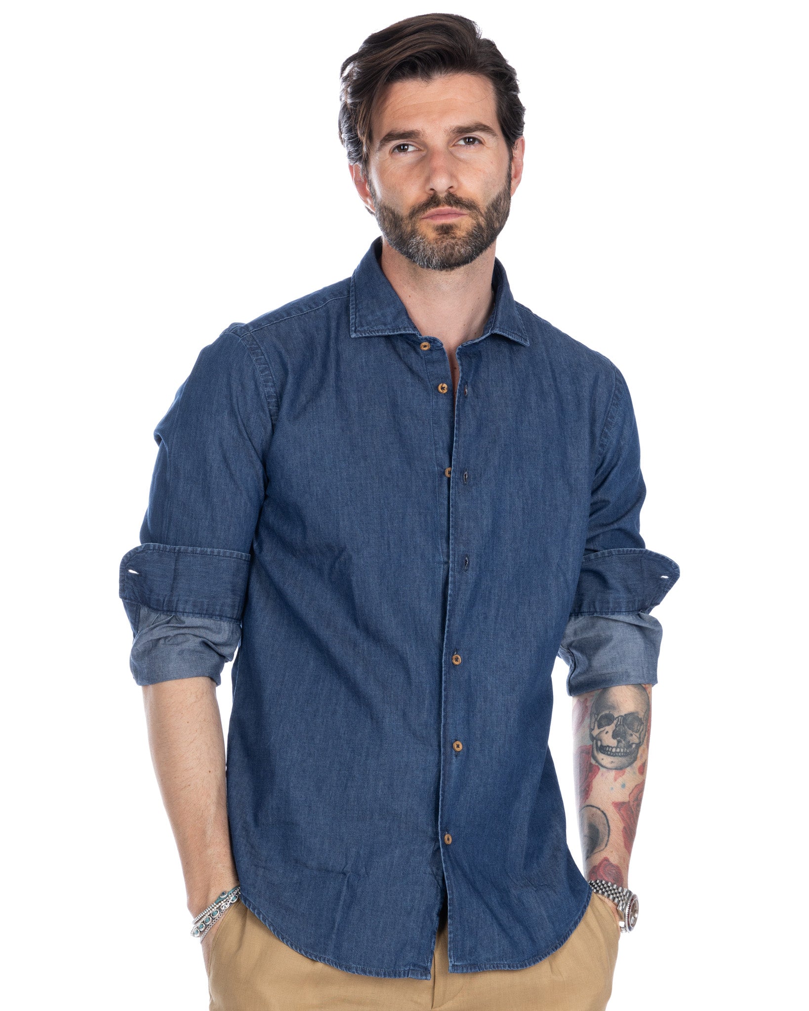 Mark - camicia jeans lavaggio zero